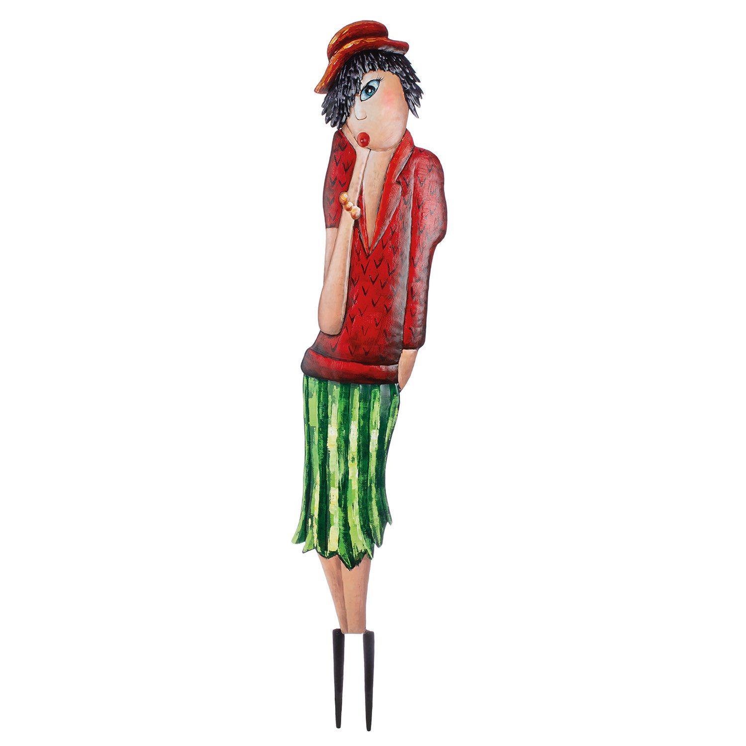 GILDE Gartenstecker AURELIE Gartenstecker - rot - Metall - H. 140cm x B. 23cm - Fraumotiv (1xGartenstecker, Gartendeko - Pflanzenstecker) Steckfigur - Beetstecker - Erdspieß - Schmuckstab