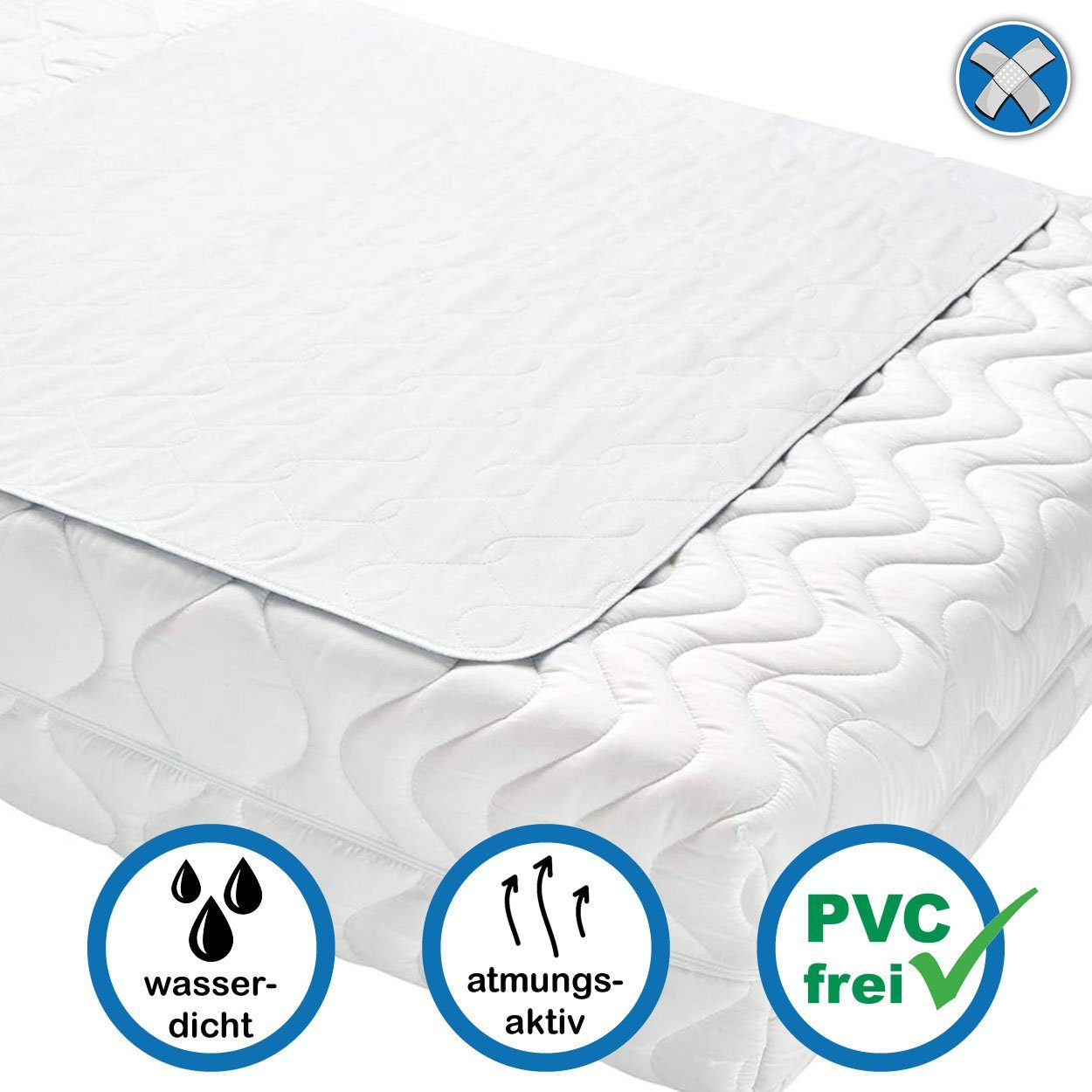Inkontinenzauflage PFLEGE POINT® Inkontinenz-Mehrwegunterlage Betteinlage PLUS blau-weiß PFLEGE POINT