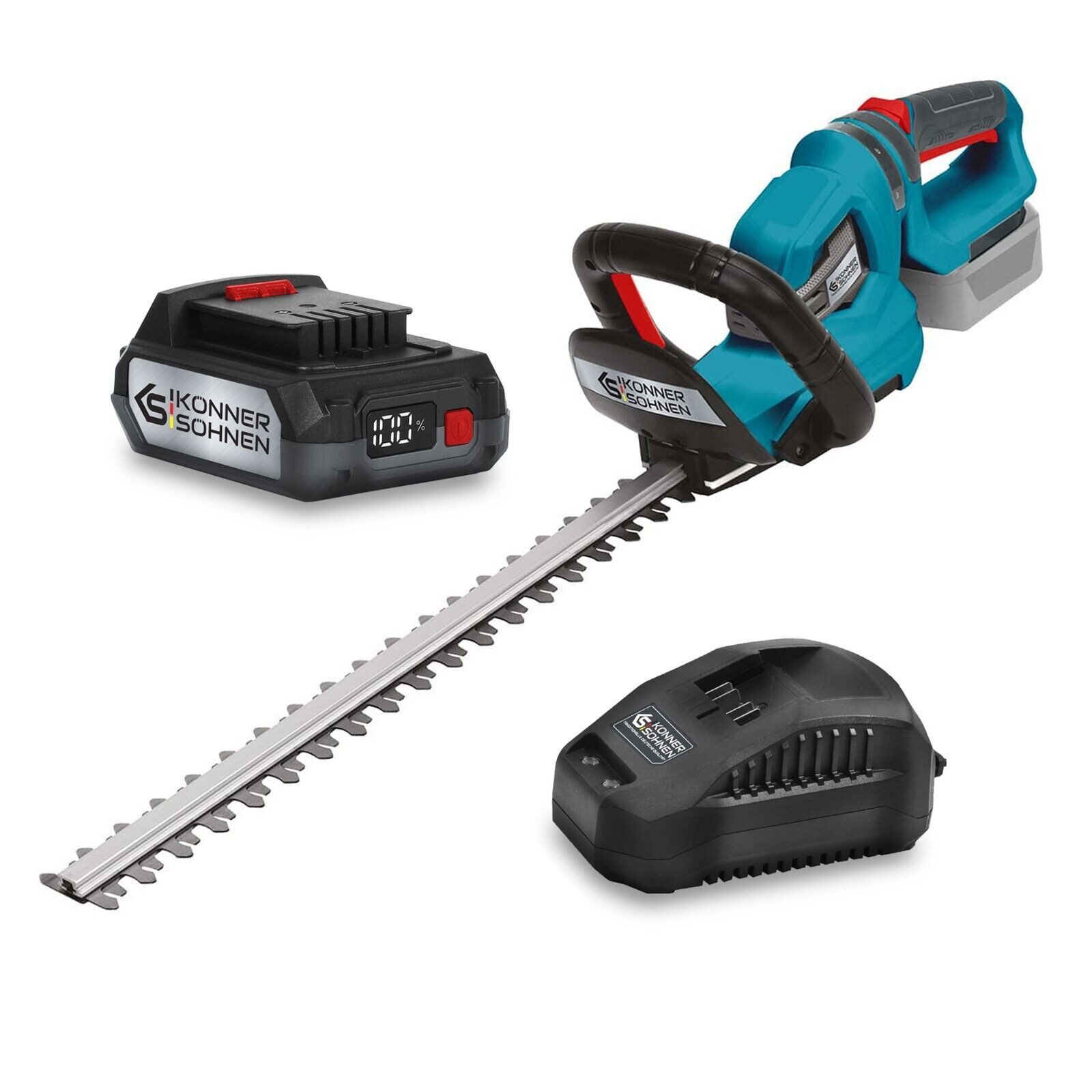 Könner & Söhnen Akku-Heckenschere KS HT-20V + KS C24A + KS 20V2-1, (1 St)