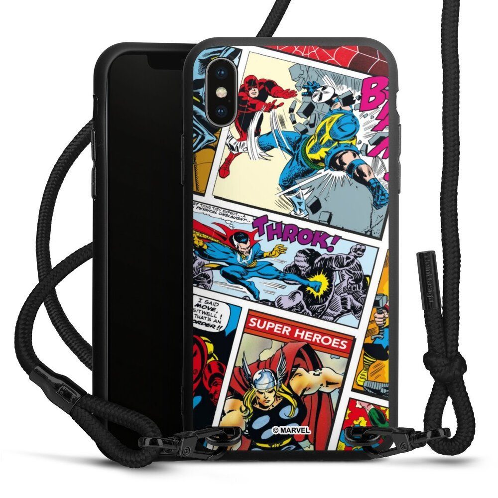 DeinDesign Handyhülle Marvel Retro Comic Blue, Apple iPhone X Premium Handykette Hülle mit Band Case zum Umhängen