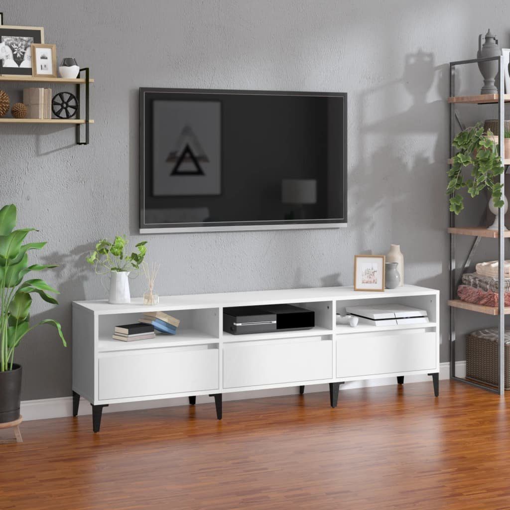 Weiß TV-Schrank cm 150x30x44,5 Holzwerkstoff furnicato