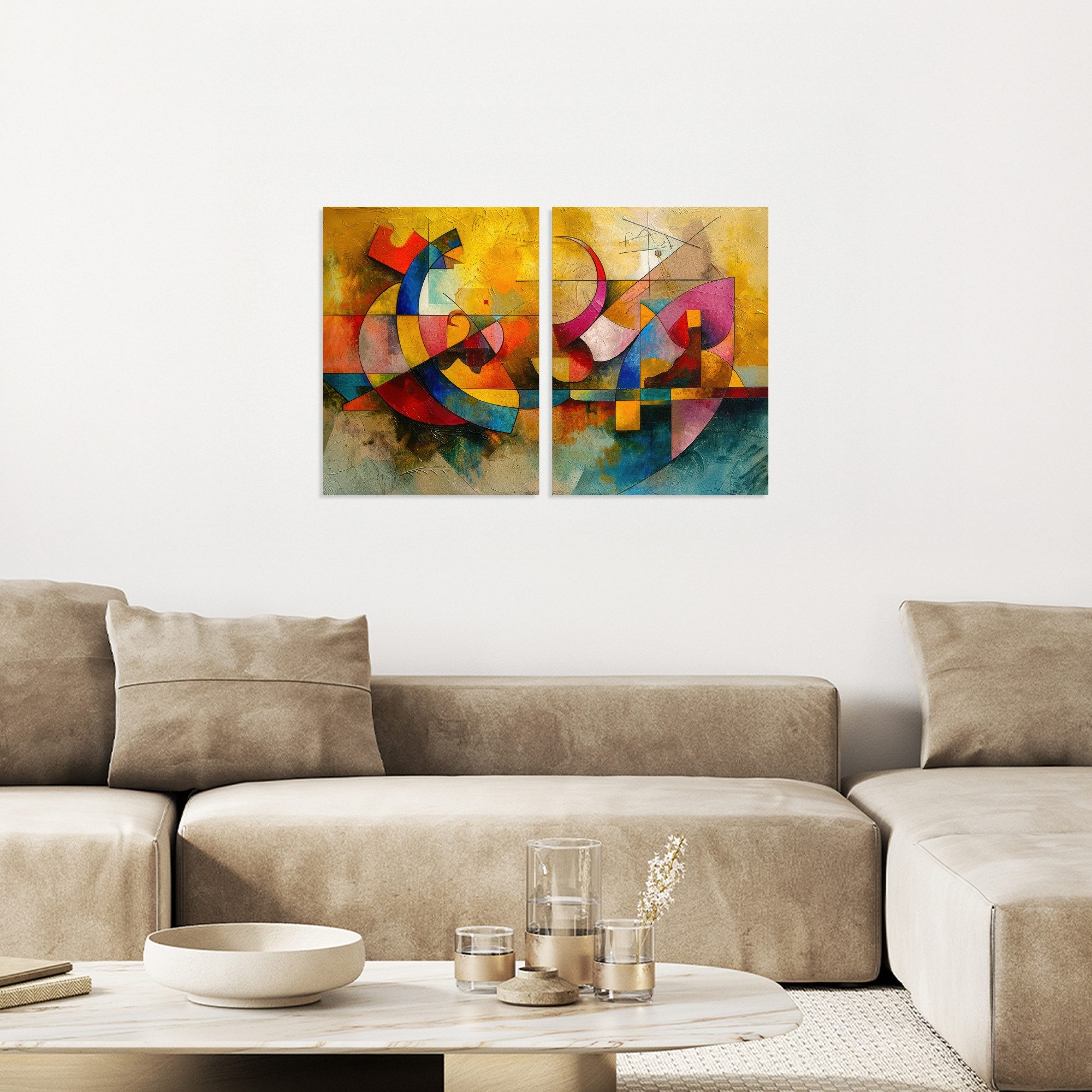 MuchoWow Leinwandbild Bunt - Geometrisch - günstig online kaufen
