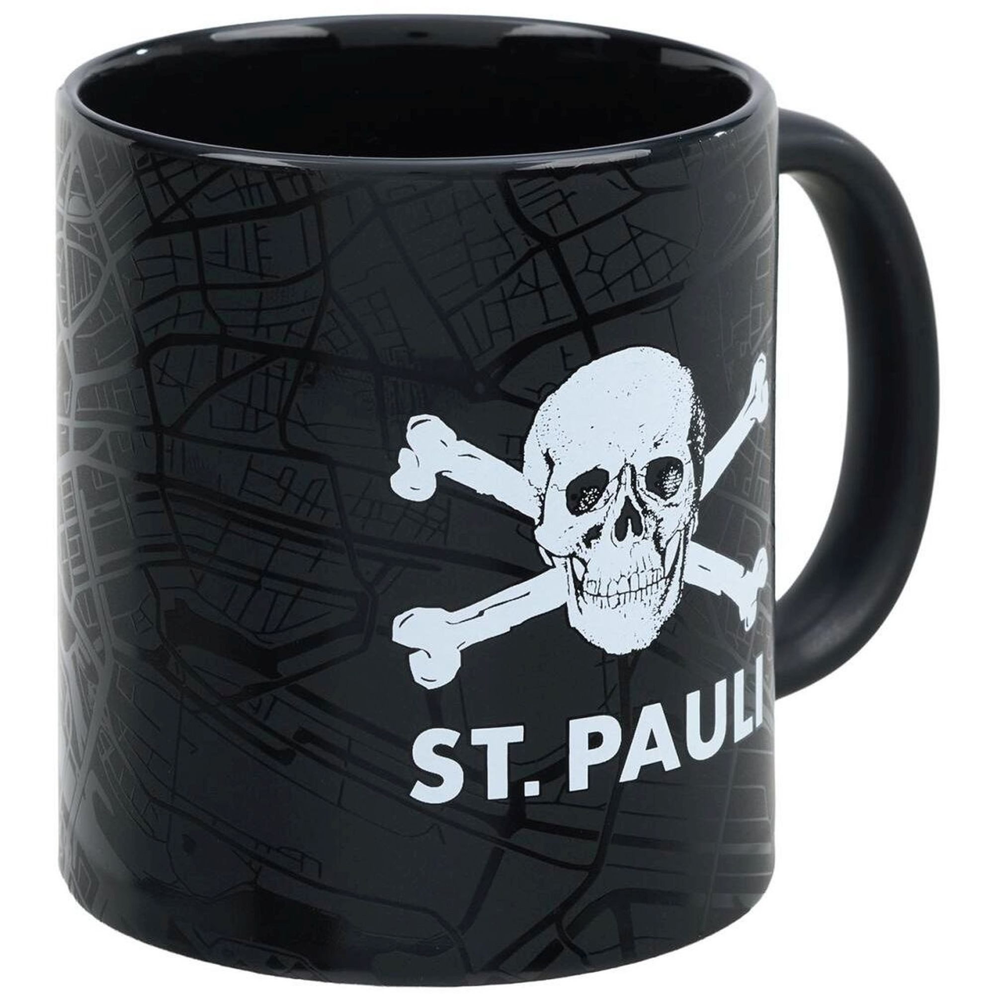 FC St. Pauli Becher FC St. Pauli - Kaffeebecher Viertel St. Pauli Totenkopf- schwarz, Keramik