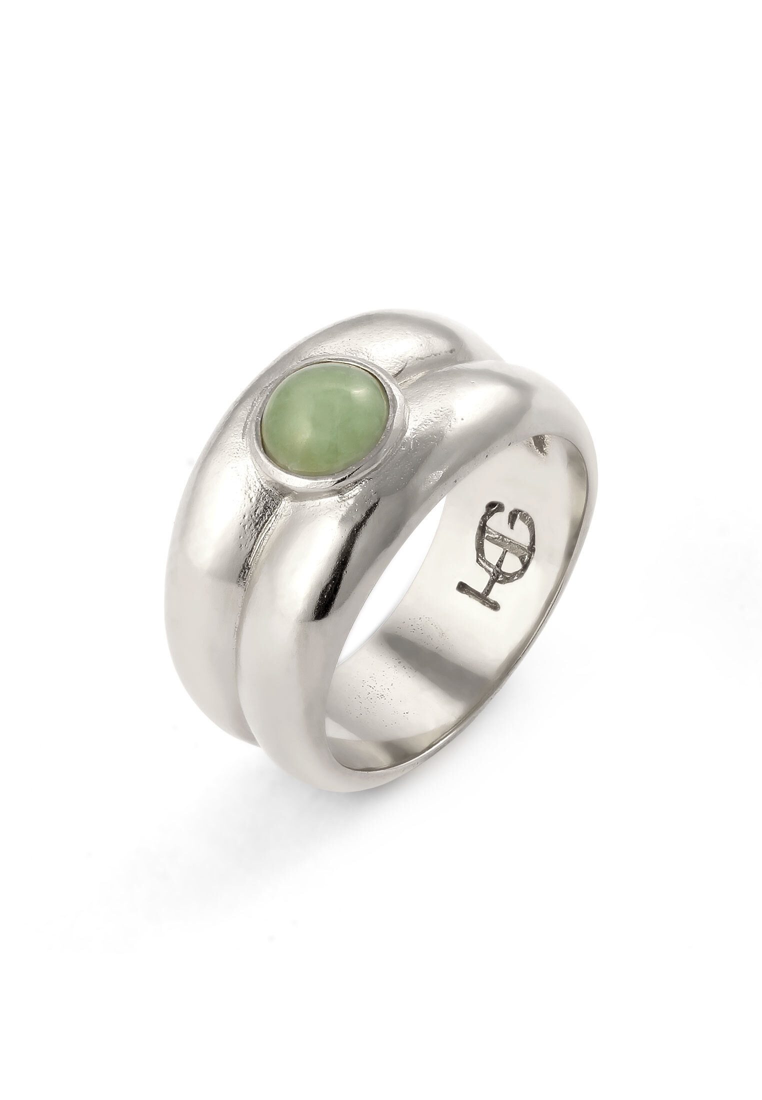 HAZE & GLORY Fingerring Bandring Jade Grün 925 Sterling Silber