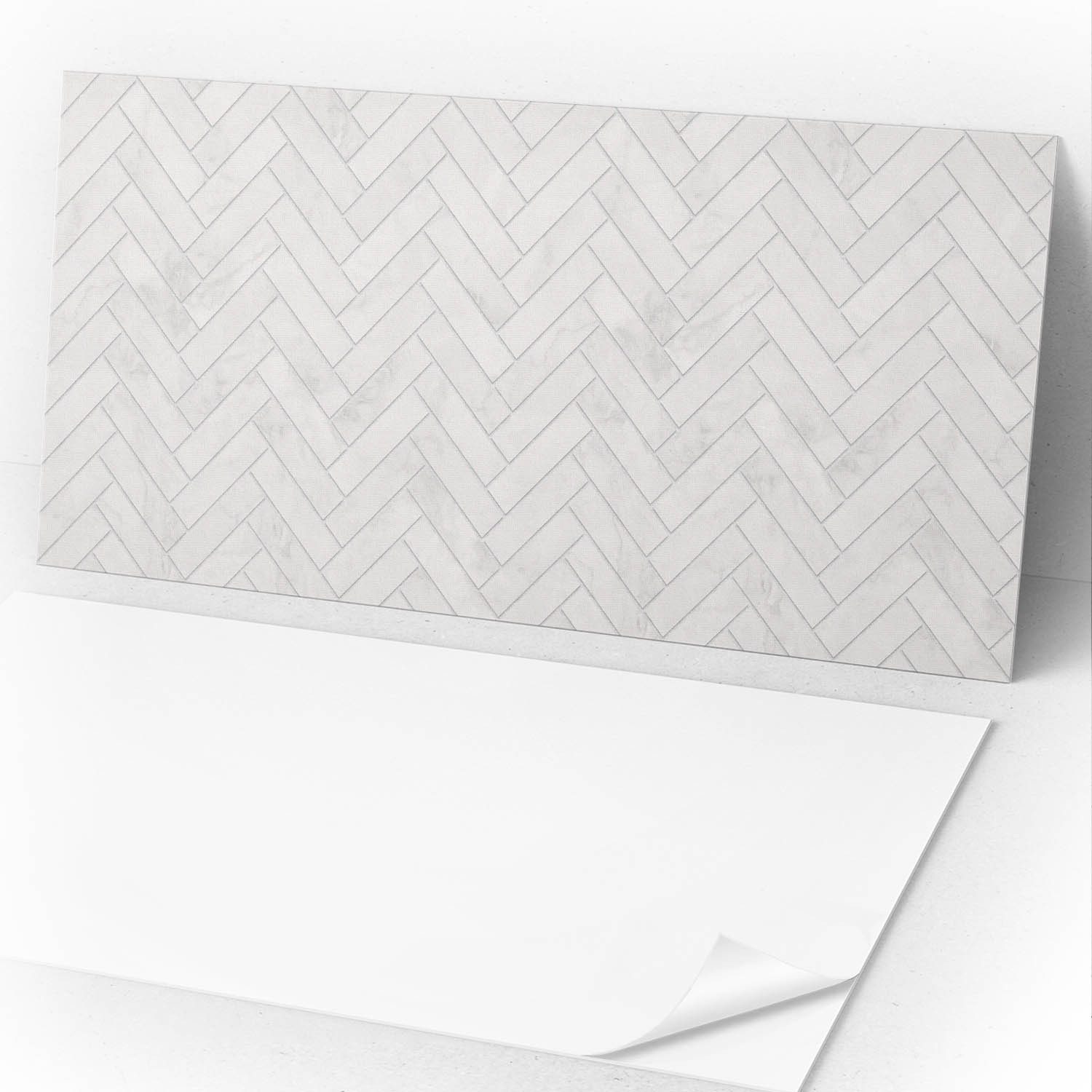 Coloray Spritzschutz Vinyl Wandverkleidung selbstklebend für stilvolle Innenräume, 3D-Fischgrätenmuster, Weiß
