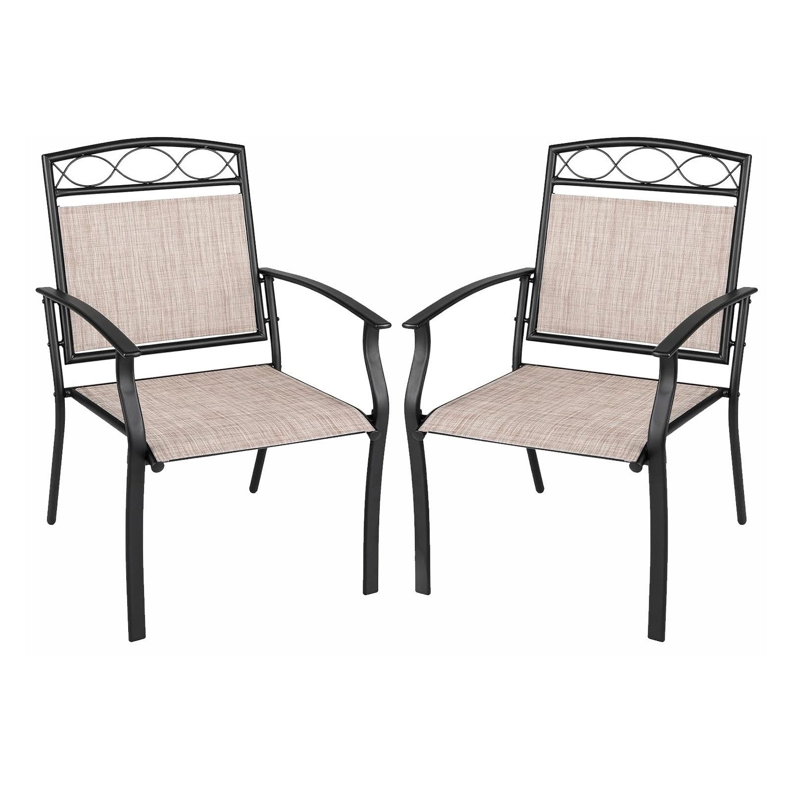 KOMFOTTEU Gartenstuhl Bistrostühle Terrassenstühle (2er Set), mit Rückenlehne & Armlehne & Metallrahmen