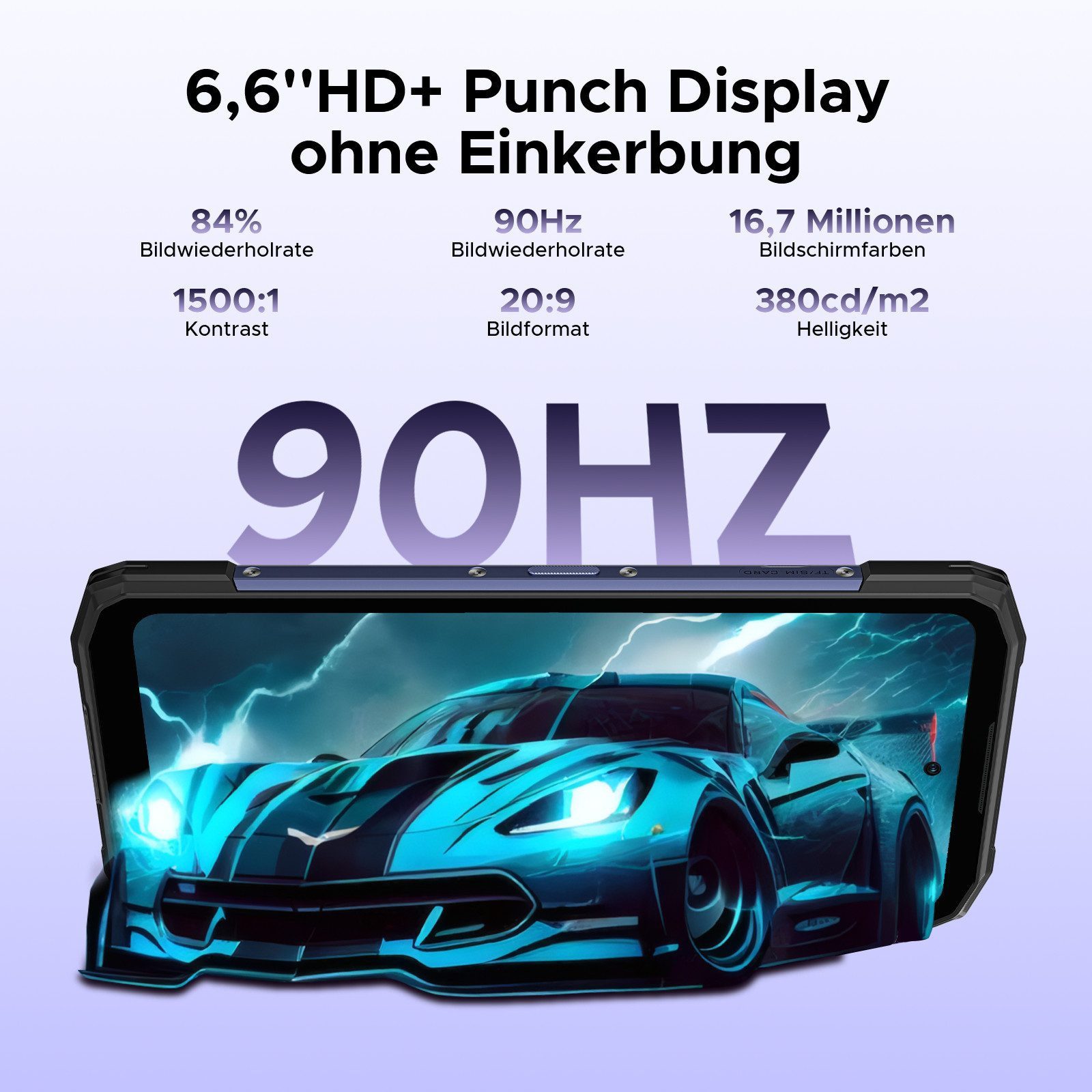 DOOGEE Android 15 Outdoor Handy Blade 20, 10300mAh, Ohne Vertrag Smartphone (6.6 Zoll, 128 GB Speicherplatz, 20GB+128GB/2TB, Ultradünn 15,8mm, OTG/NFC/Face ID)