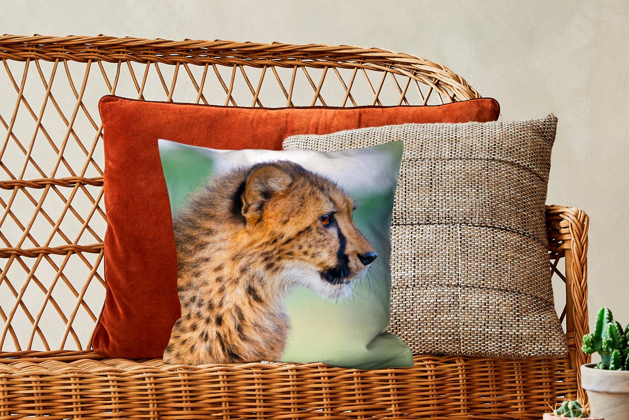 Leopard Haar, Sofakissen mit Zierkissen für Kopf - Wohzimmer, - Schlafzimmer, Deko, Dekokissen MuchoWow Füllung