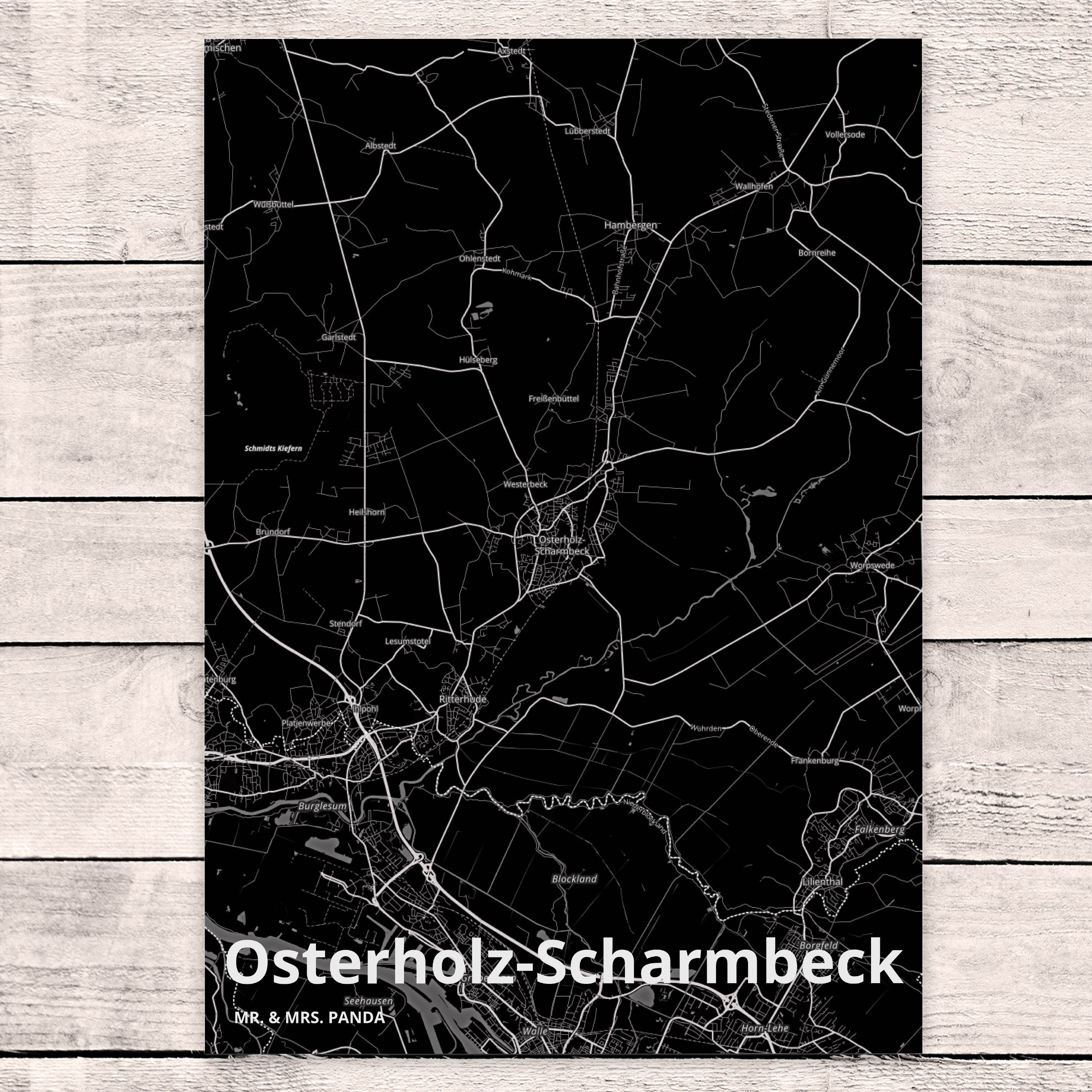 Mr. & Panda Dorf Geschenk, Postkarte Städte, Landkarte Mrs. Stadt Osterholz-Scharmbeck M - Karte
