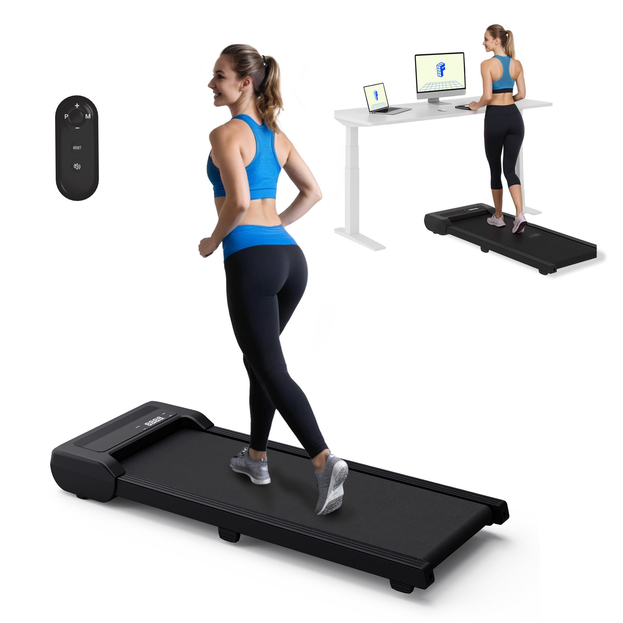 FLEXISPOT Laufband Walking Pad GP018, 1-6 km/h, LED-Display & Kabellose Fernbedienung (mit rutschfeste Lauffläche & 6 Stoßdämpfungspads), Mit Schmiermitteln, für Zuhause & Büro, Max. 120 KG