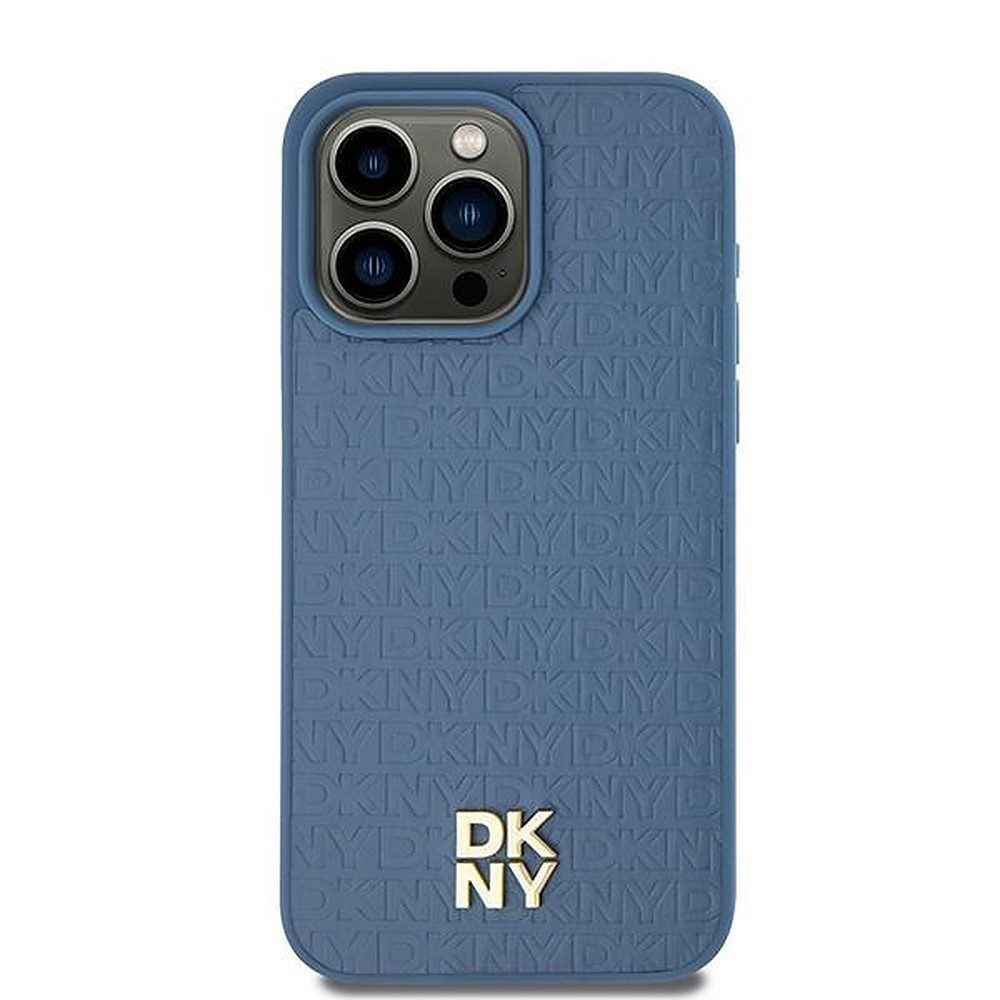 DKNY Handyhülle Ledercase Schutzhülle, MagSafe-kompatibel, geprägtes Monogrammmuster, Metall-Logo