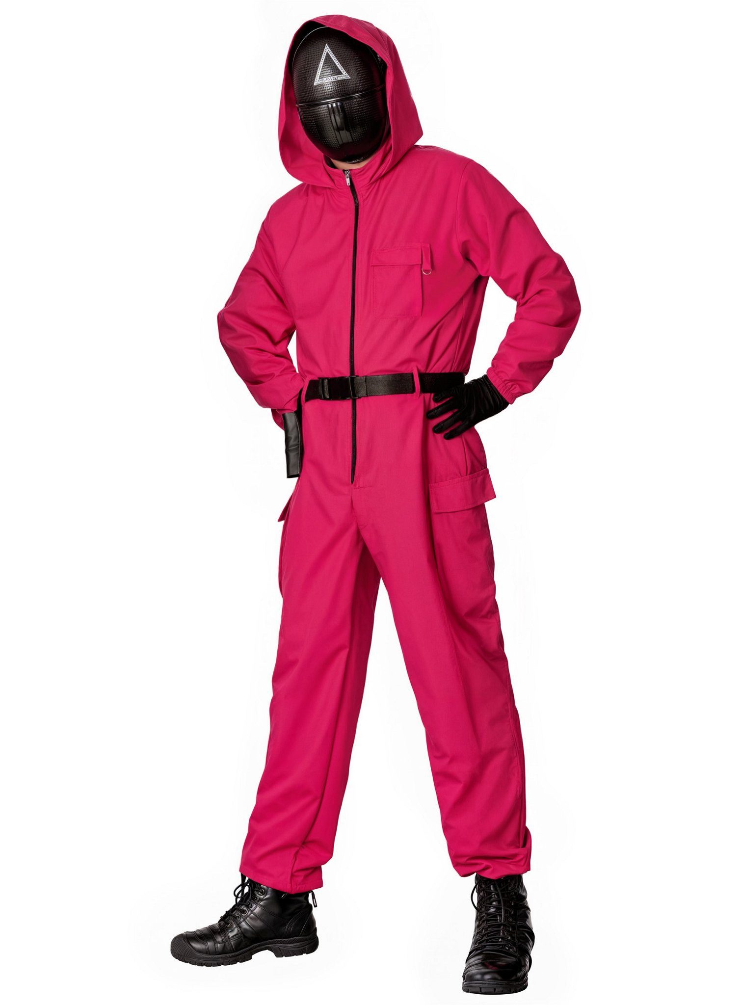 Bandai Kostüm Squid Game – Wächter pink Karneval Faschingskostüm, Rosafarbener Overall der Aufseher in Anlehung an die koreanische Serie