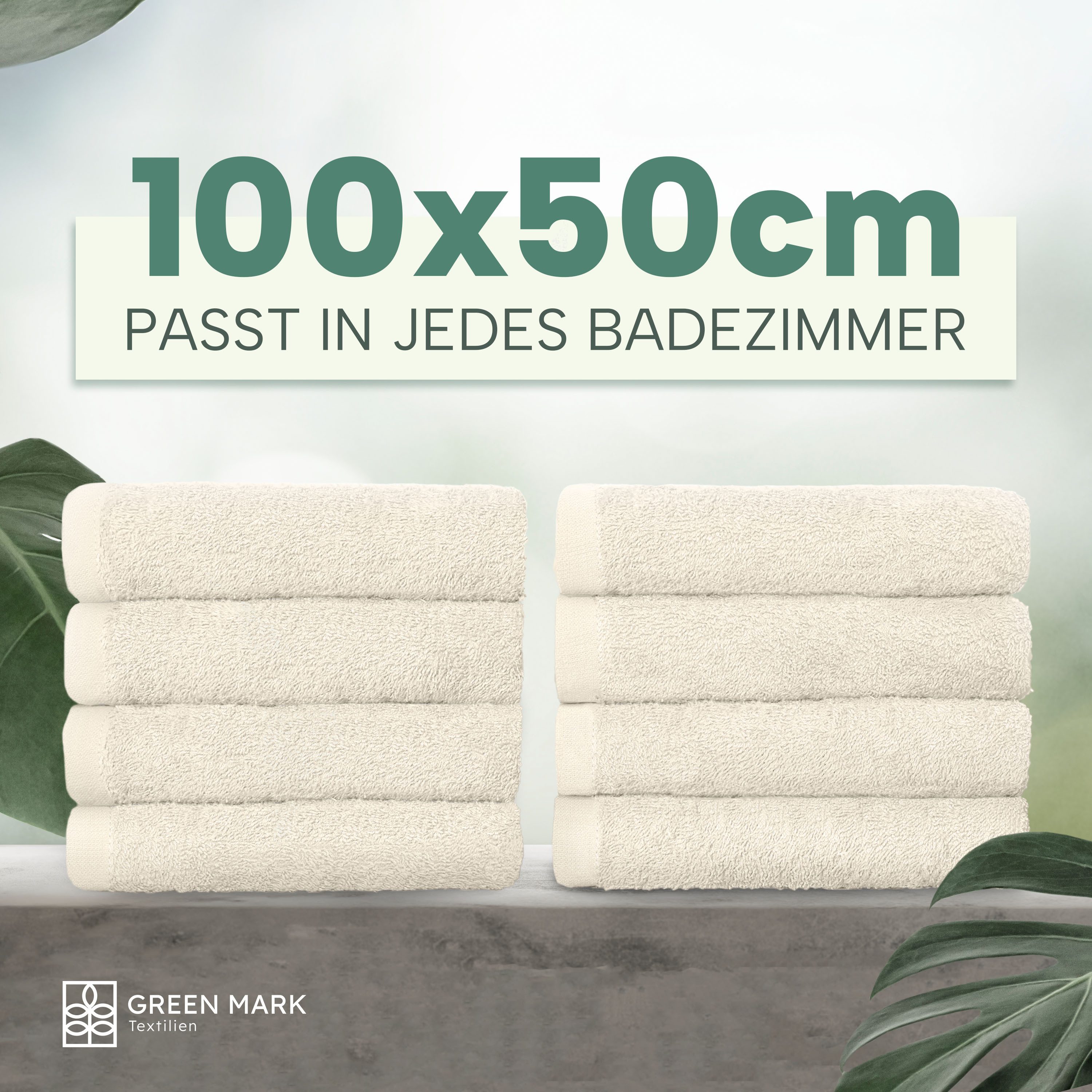 NatureMark Handtücher 8er-Sparpack Handtücher 50x100cm, Baumwolle (8-St), 8X Handtücher, 100% Baumwolle, Naturweiß, 50 x 100cm