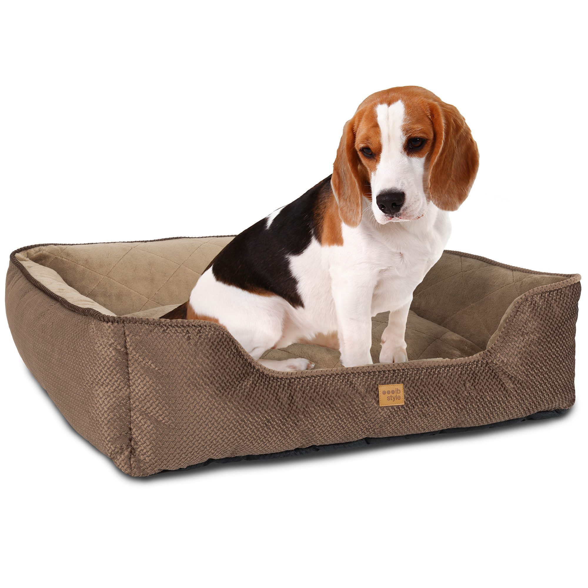 ib style Tierkissen Happy Milo M 85x70cm Braun, Körbchen - mit Reißverschluss - Anti-Rutsch Unterseite
