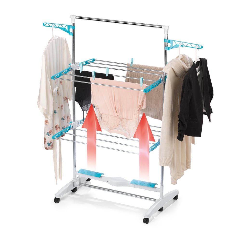 EASYmaxx Elektrischer Wäscheständer Wäschetrockner-Turm mit Luftstrom Technologie, Doppelt so schnell wie ein herkömmlicher Flügelwäschetrockner