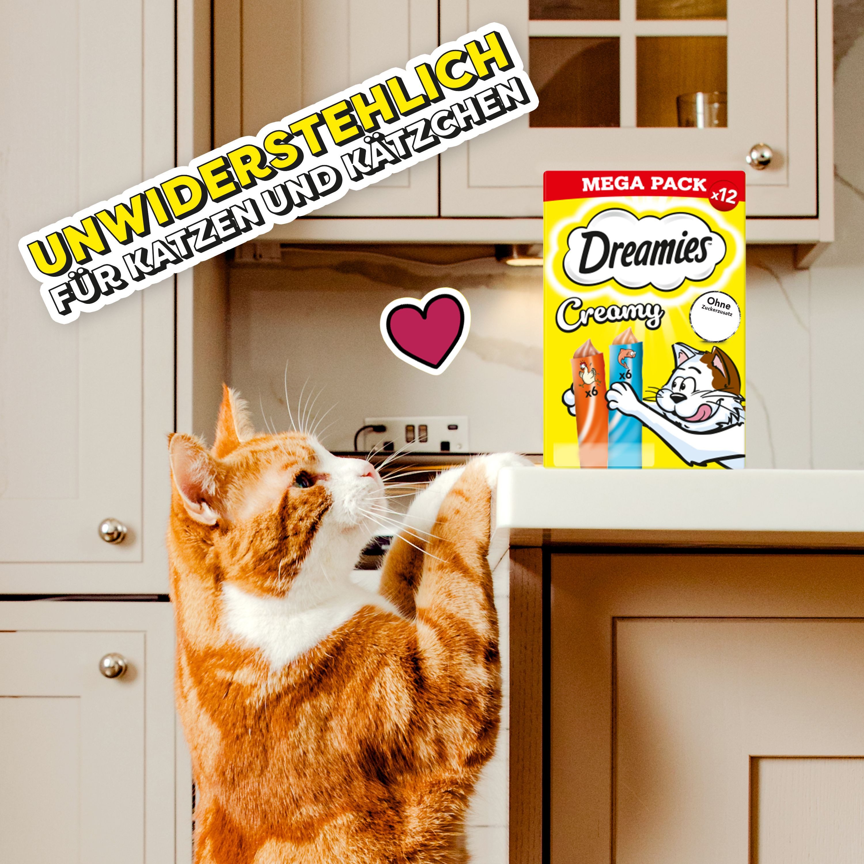 Dreamies DREAMIES™ CREAMY Multipack Huhn & Lachs 14 x 12 x 10g, Snack für: Katze