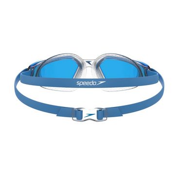 Speedo Schwimmbrille Speedo Hydropulse Pool Blue/Clear/Blue, (1-St), Spiegelgläser zur Reduzierung von Blendungen