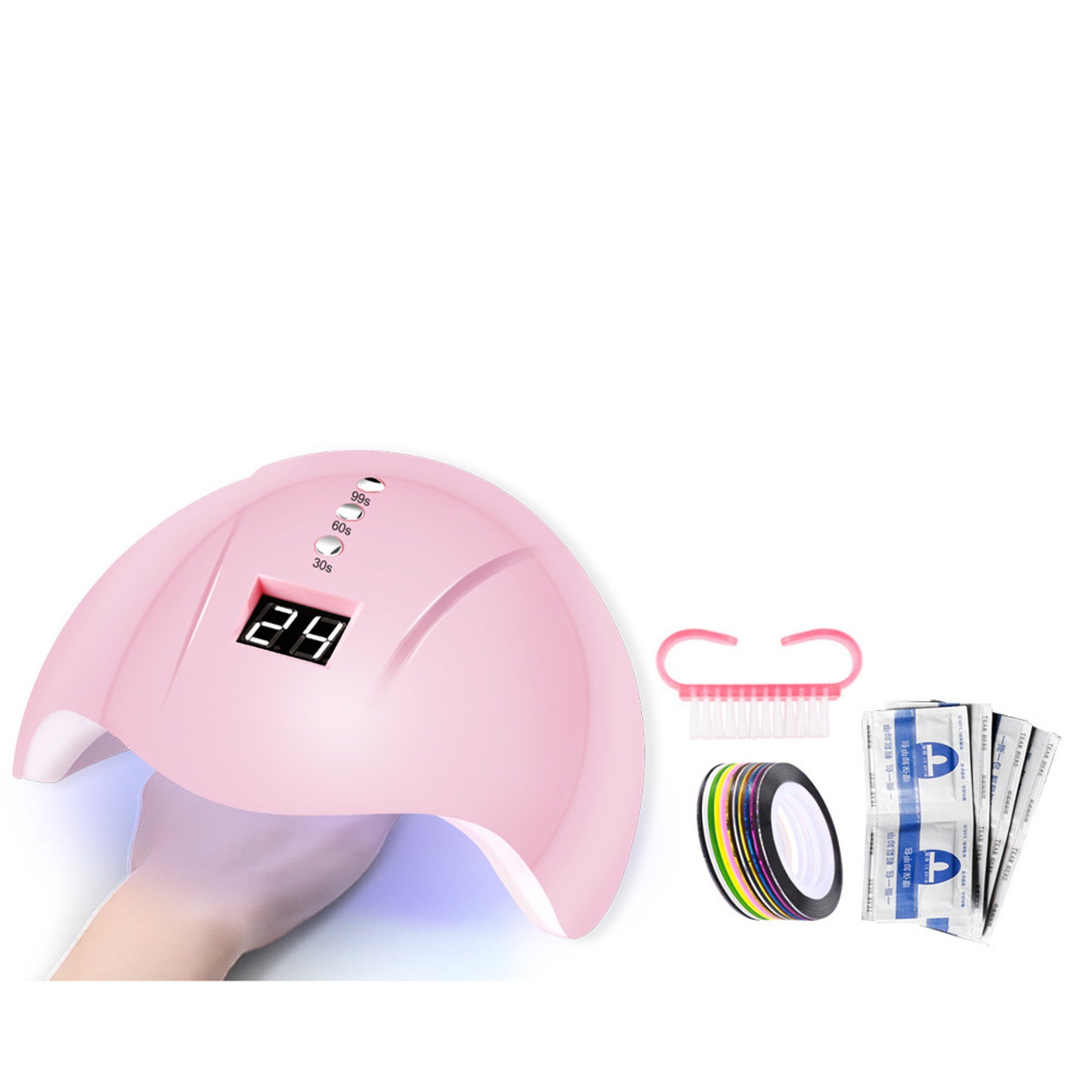 KINSI Lichthärtungsgerät Nagellack Set 6 Farben+UV/LED Lampe,Komplettes Maniküre Starter Kit, mit Base & Top Coat,Feile,Reinigungstüchern,DIY Nageldesign