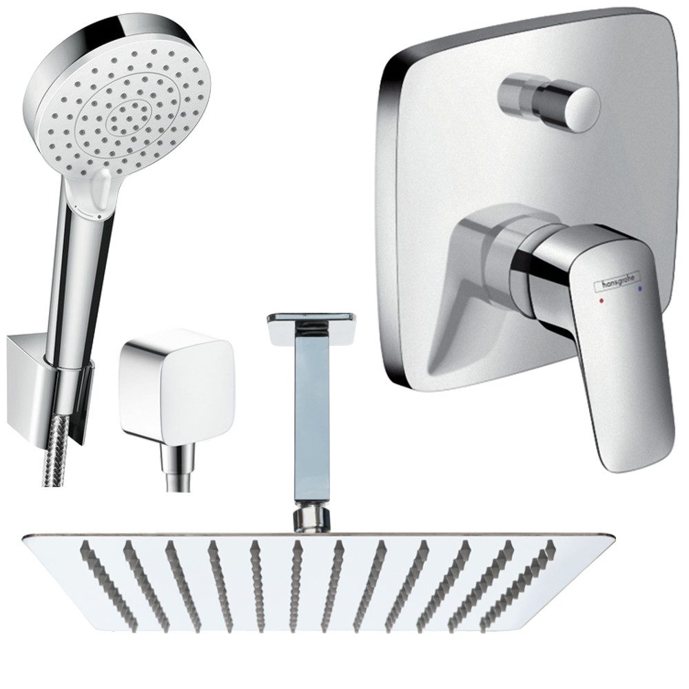 Hansgrohe und Jowi Duscharmatur Logis, Unterputz Duschsystem mit Kopfbrause günstig online kaufen