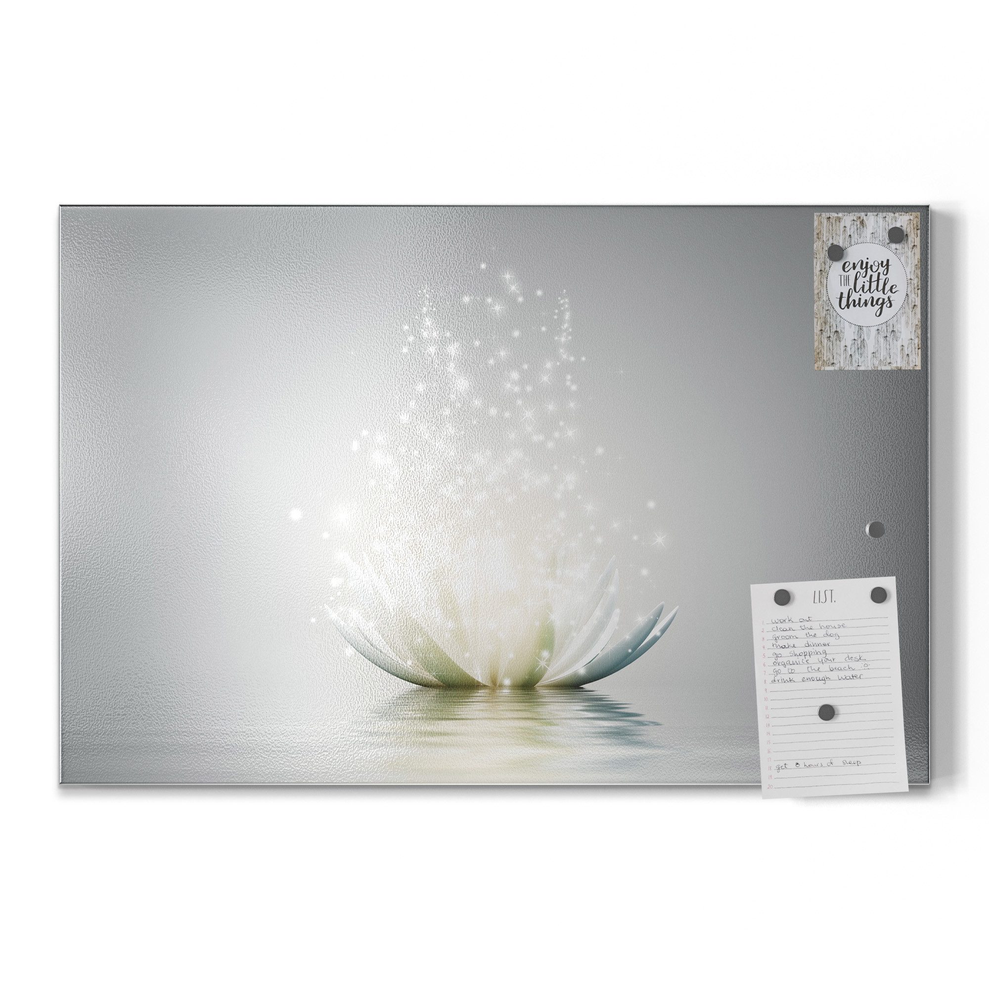 DEQORI Magnettafel 'Funkelnde Lotusblüte', Metall Whiteboard für alle Magnete, Magnetboard magnetisch – Bild 2 von 5