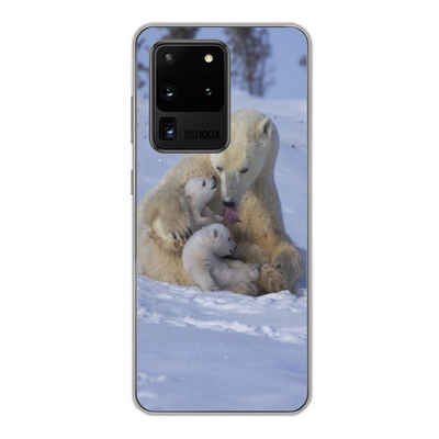 MuchoWow Handyhülle Eisbären - Schnee - Weiß, Phone Case, Handyhülle Samsung Galaxy S20 Ultra, Silikon, Schutzhülle