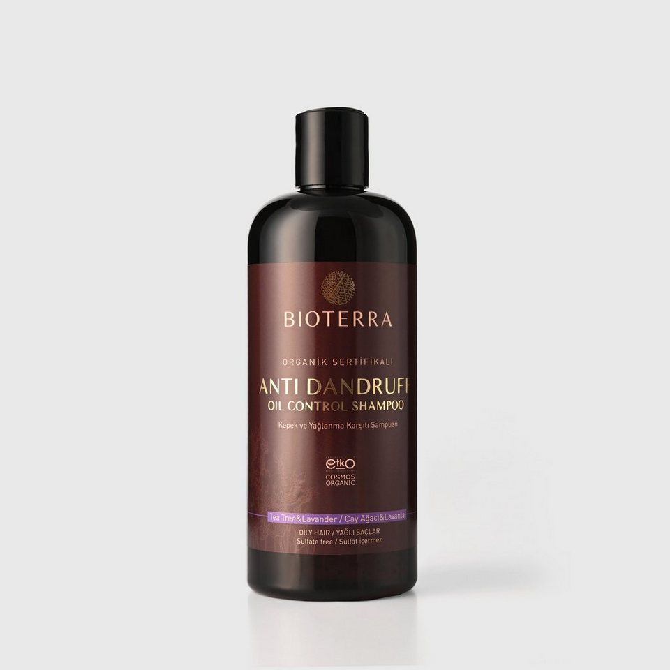 BIOTERRA Haarshampoo Bio Anti Schuppen Shampoo 400ml effektiv bei Schuppen  + fettigem Haar, 1-tlg., reichhaltig, vegan, Teebaumöl, Lavendelöl, Aloe  Vera, Olivenöl
