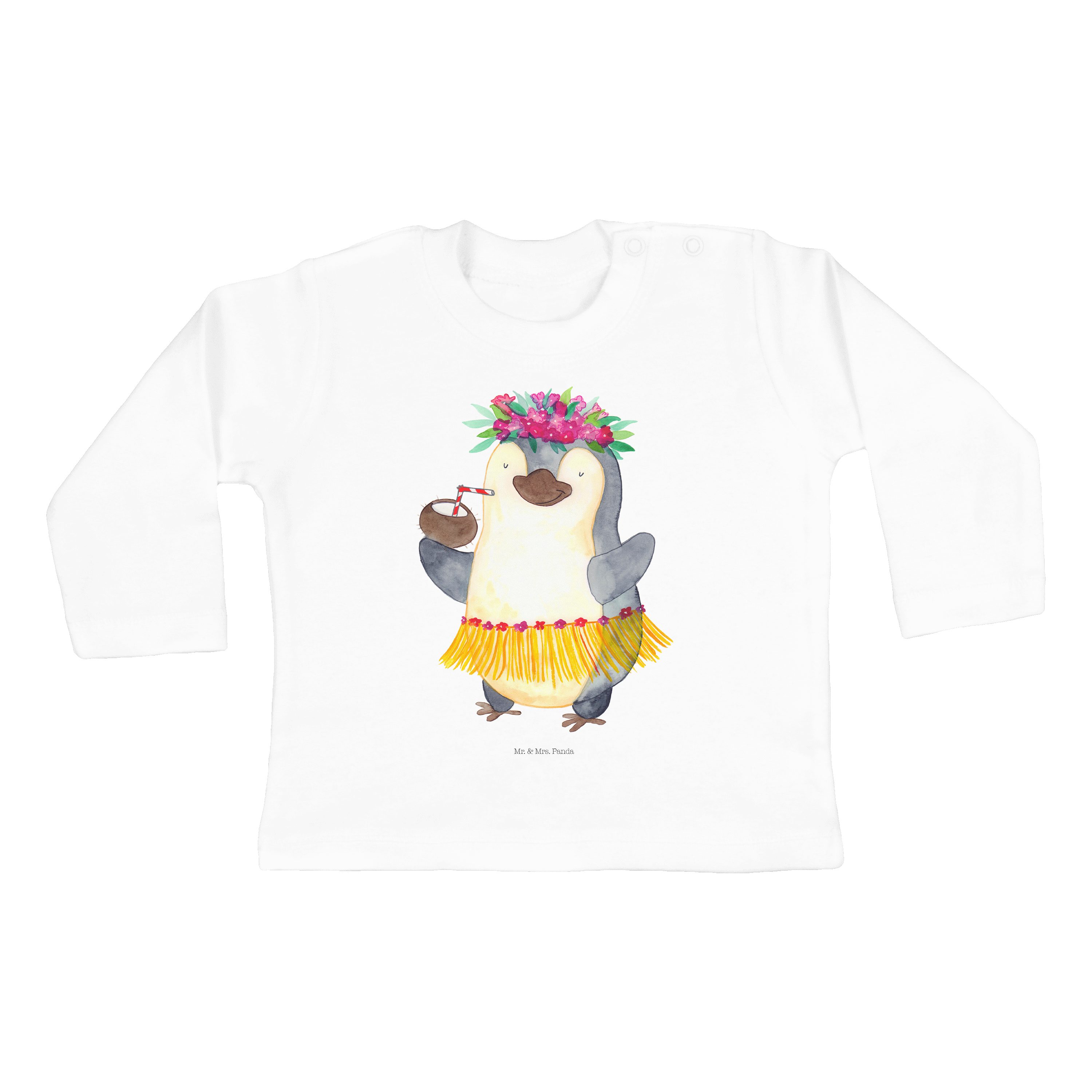 Mr. & Mrs. Panda Strampler Pinguin Kokosnuss - Weiß - Geschenk, Urlaub, Baby, Bio, Aloha, Pingui (1-tlg)