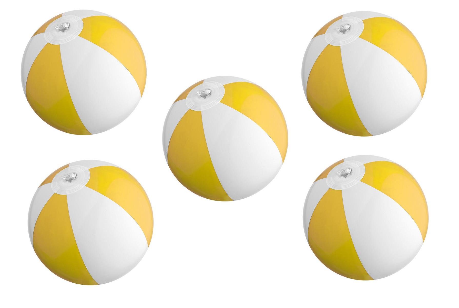 Wasserball 5x Mini Strandball / Wasserball / Farbe: gelb-weiß