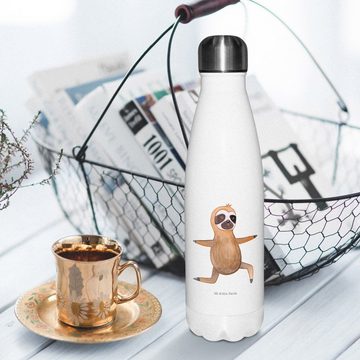 Mr. & Mrs. Panda Thermoflasche Faultier Yoga - Weiß - Geschenk, Edelstahl, Yogaübungen, Faultier Ges, Einzigartige Geschenkidee