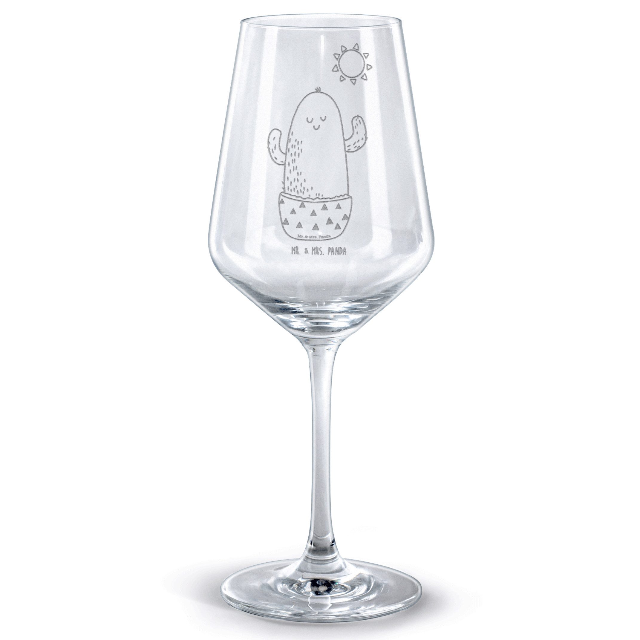 Mr. & Mrs. Panda Rotweinglas Kaktus Sonne - Transparent - Geschenk, Weinglas, Sonnenschein, Weingl, Premium Glas, Spülmaschinenfest