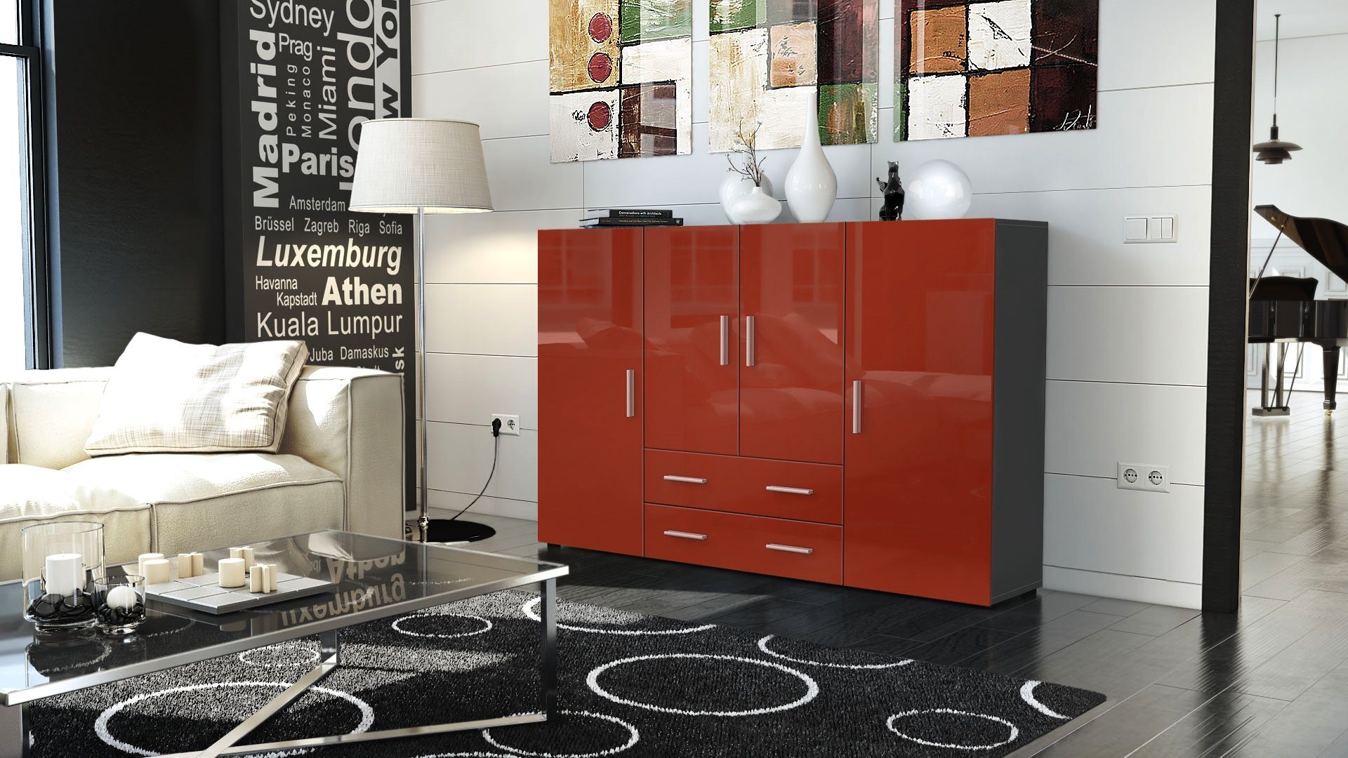 Vladon Highboard Nora (Anrichte mit 2 günstig online kaufen