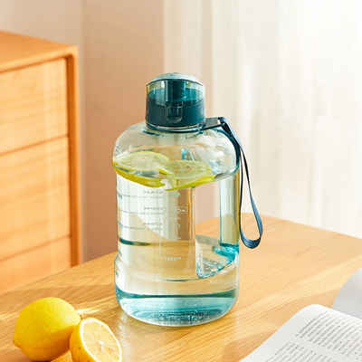 LeiGo Trinkflasche Sportflasche,Wasserbecher,Tragbare Wasserflasche,1.5L, mit Wassermengenskala und Zeitanzeige