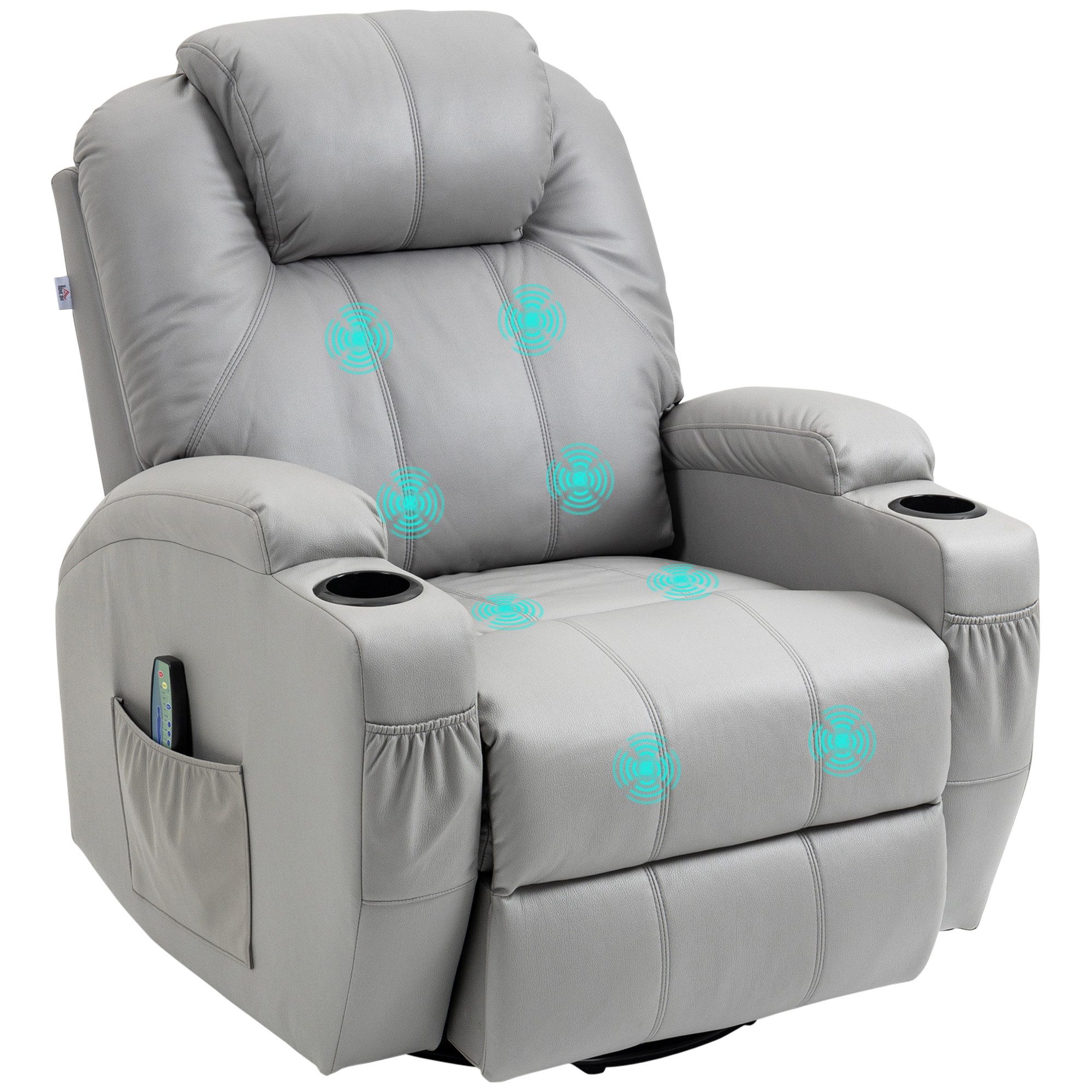 BAYMATE Massagesessel Relaxsessel mit 8 Massagepunkten, Heizung und Fußstütze (87 x 97 x 100 cm, Schwarz)