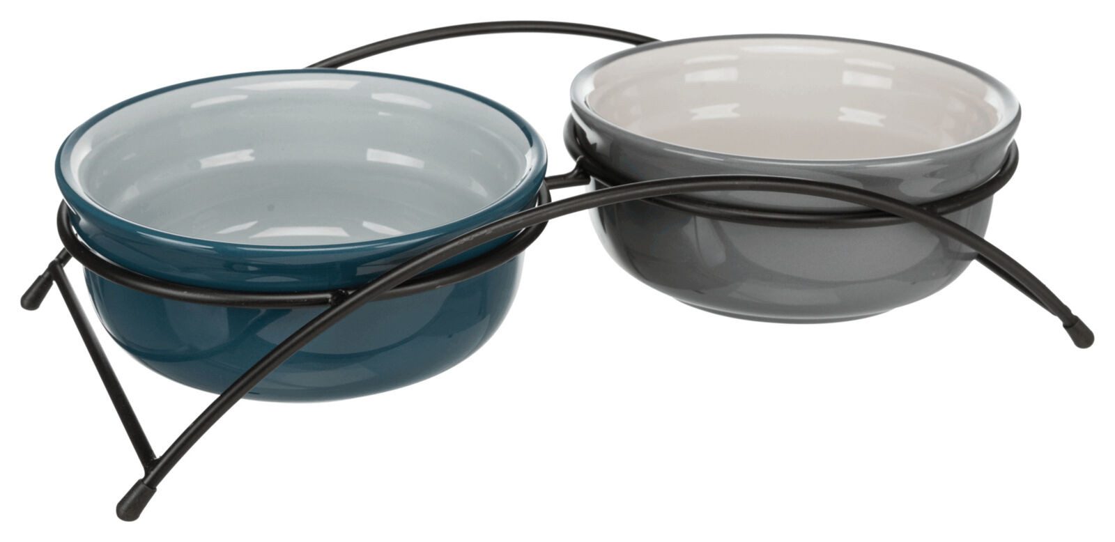 TRIXIE Napf-Set Napf-Set, Keramik/Metall - petrol/hellpetrol/grau/hellgrau - 2 × 0,6 l