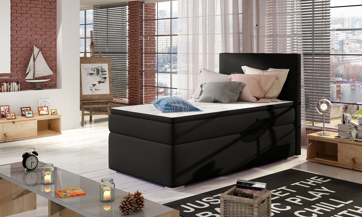 Luxusbetten24 Boxspringbett Relio 90x200, mit Stauraum