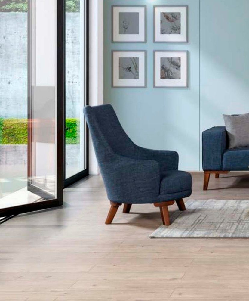 JVmoebel Sessel Sessel Wartezimmer Couch Einsitzer Stuhl Lehnstühle Grau  Möbel Samt (Sessel), Made in Europe