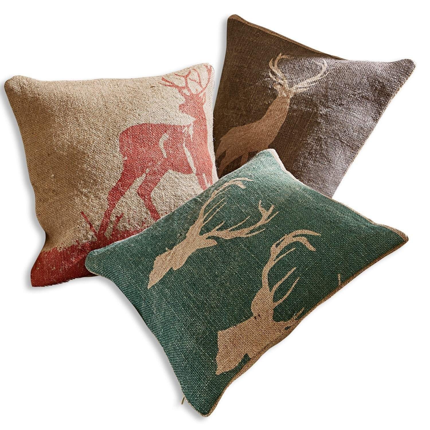 Mirabeau Kissenhülle Kissenbezug Shrewton – Jute Bezug mit Hirsch-Print im günstig online kaufen