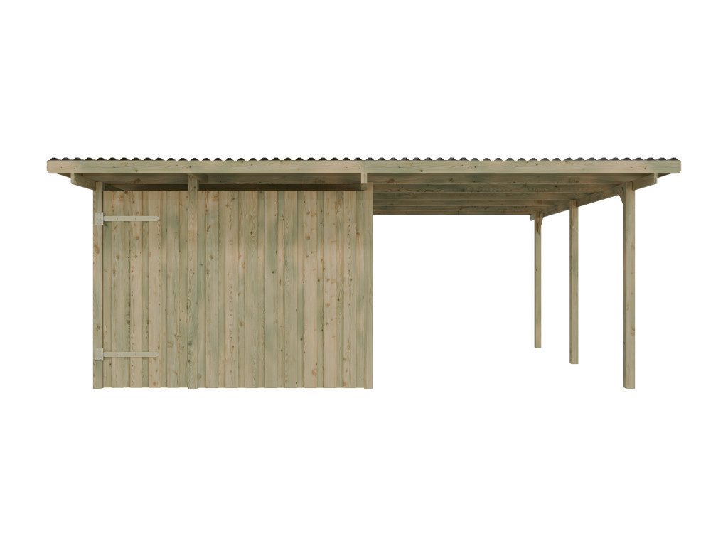 Woodtex Gartenhaus WOODTEX Carport, BxT: 595x495 cm, Geräteschuppen aus Holz mit Flachdach, wetterfest & imprägniert