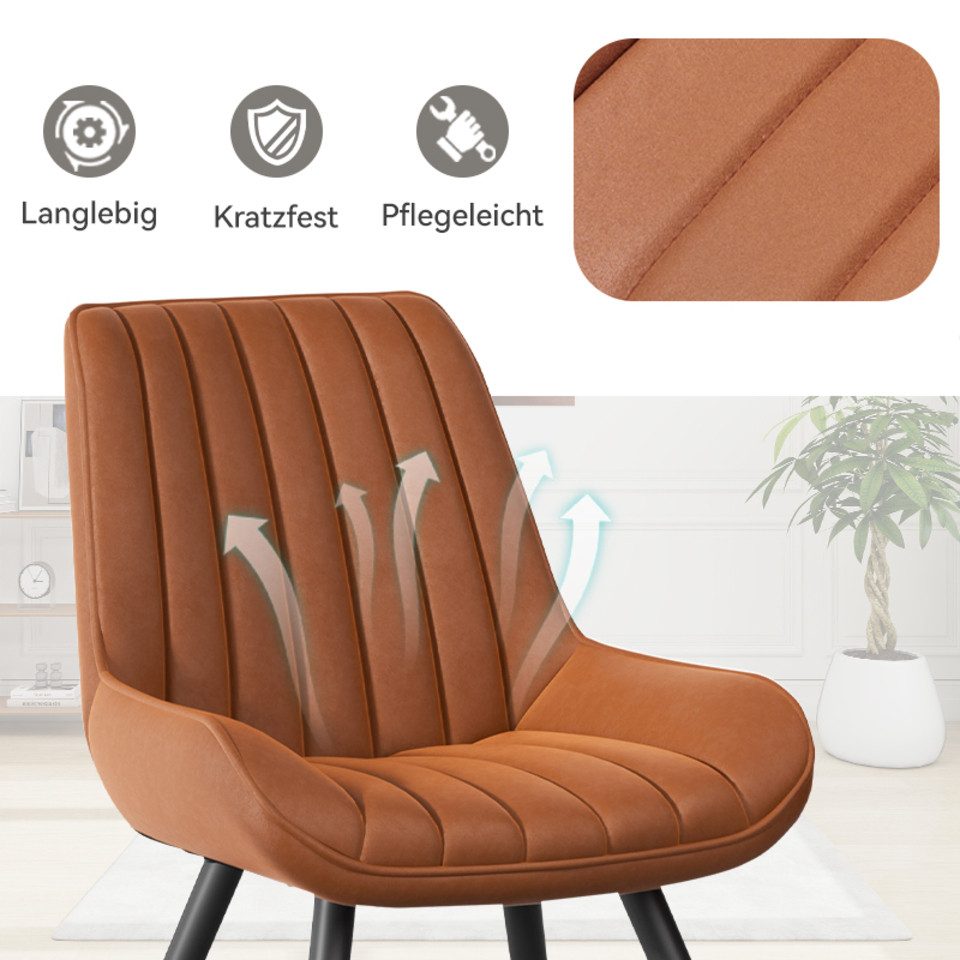 HawthyHome Esszimmerstuhl Stuhlset – Polsterstühle, Moderner Küchenstuhl (4 St), mit Ergonomischer Rückenlehne und Metallbeinen, 4er Set – Bild 5 von 5