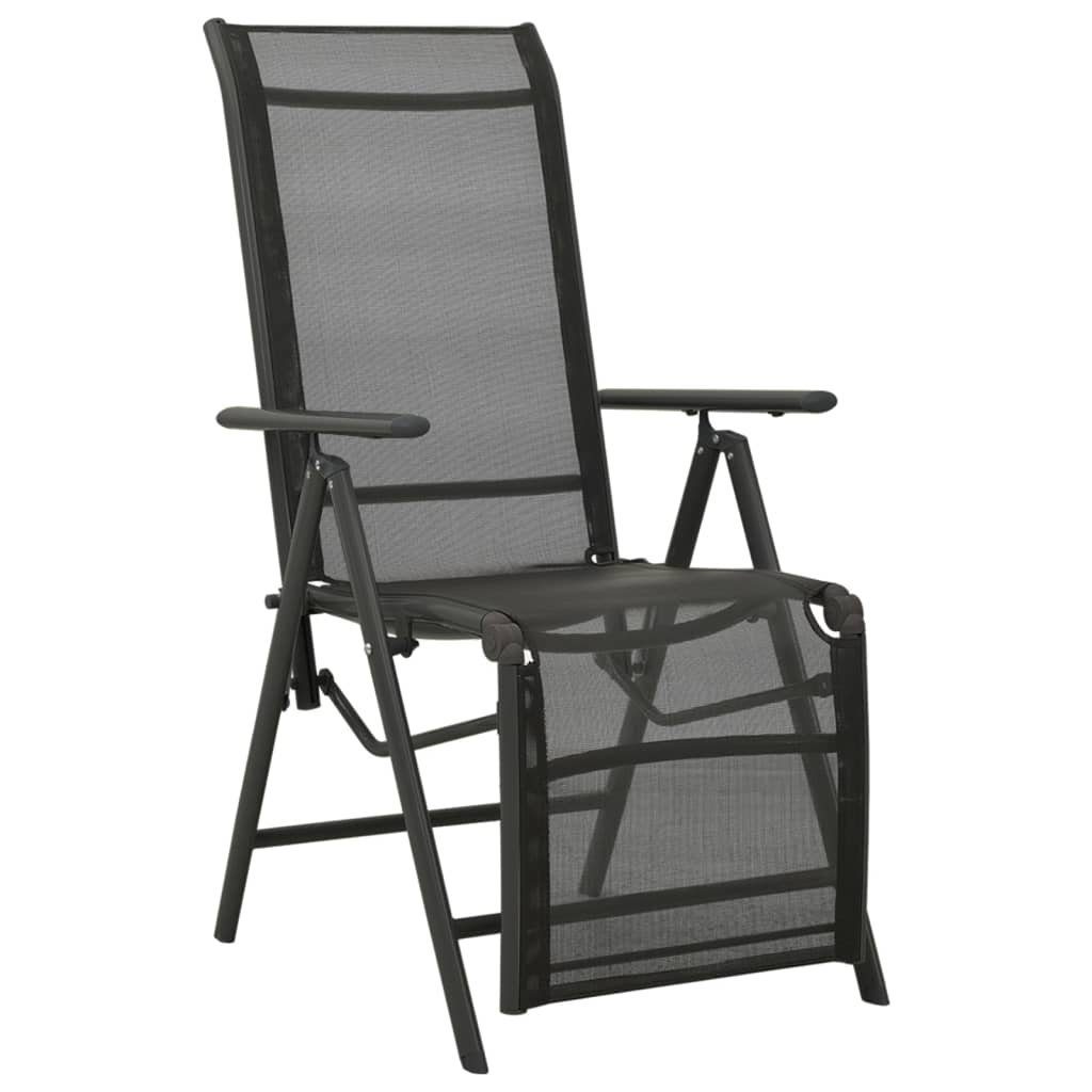 Schwarz vidaXL 2 Textilene Aluminium Garten-Liegestühle Stk Gartenstuhl und