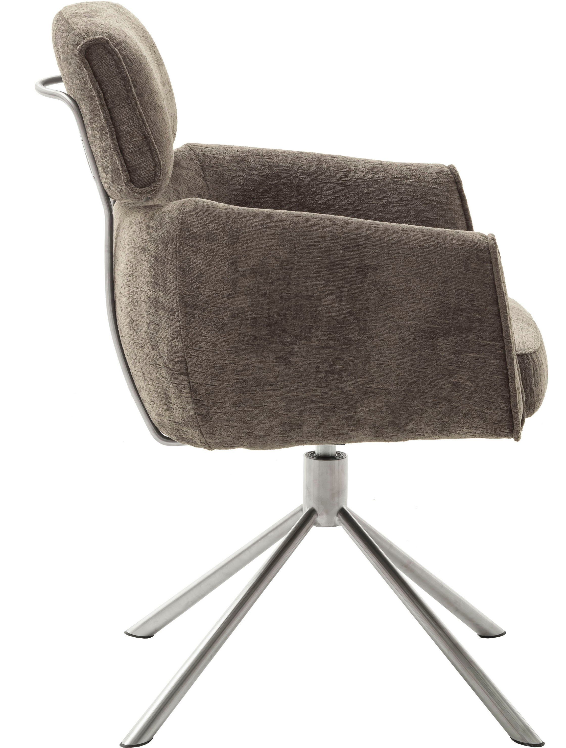 Drehstuhl, St), 120 braun 2 Belastbarkeit | (Set, MCA braun Esszimmerstuhl KG gebürstet QUEBEC furniture | Edelstahl