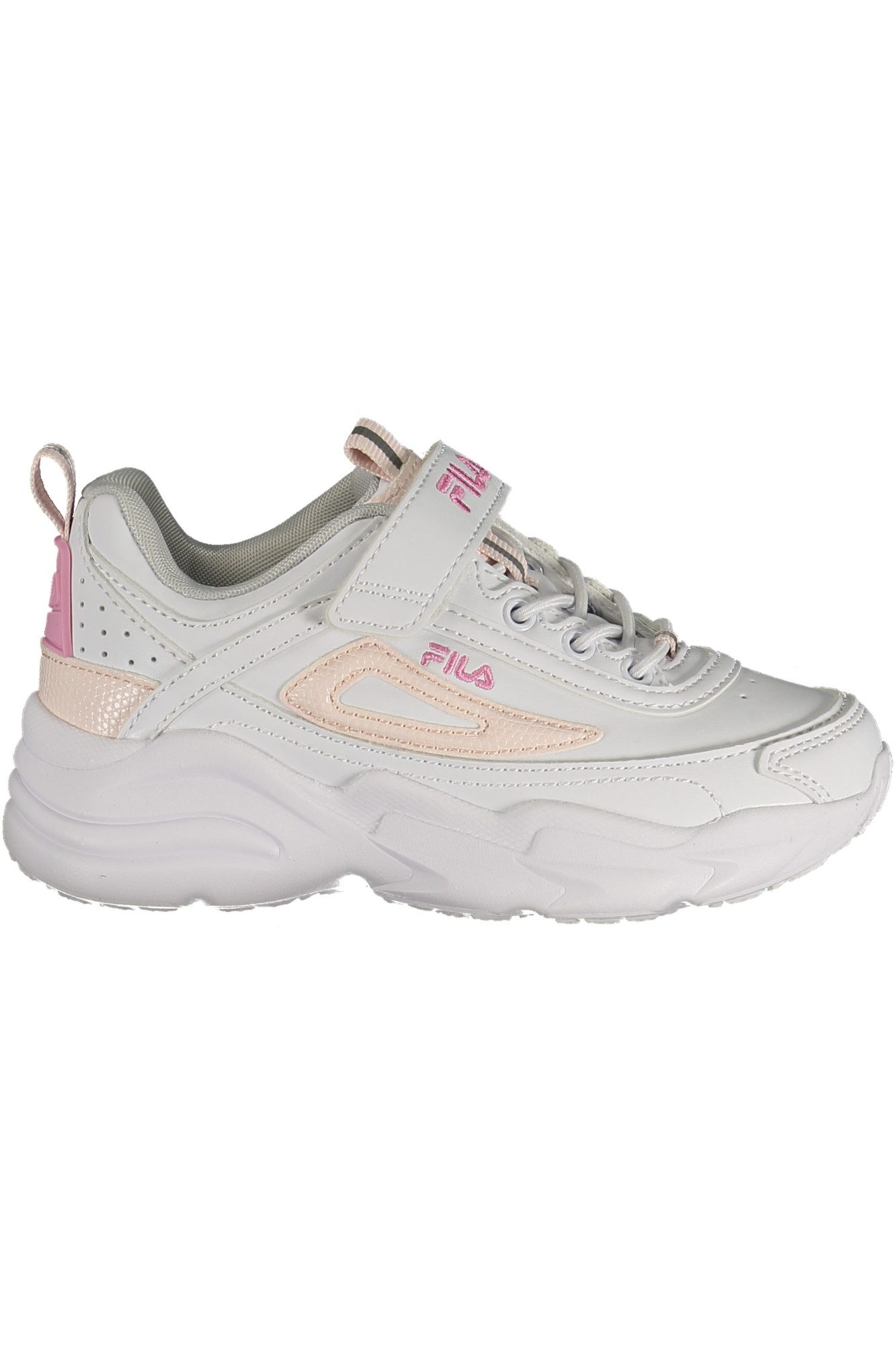 Fila Sneaker Weißer Kindersportschuh mit Klett, rosa Details &