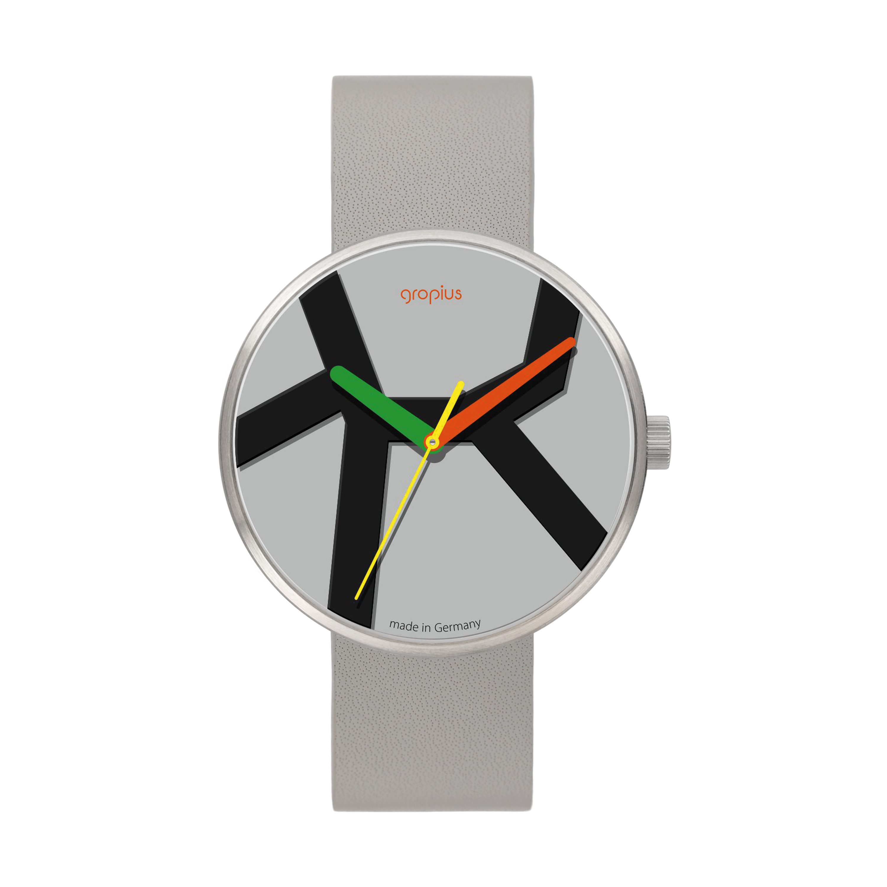 Walter Gropius Quarzuhr Made in Germany, Saphirglas, Forum Move - WG 011-05, Designeruhr, Lederarmband mit Easy-Release System, Edelstahlgehäuse