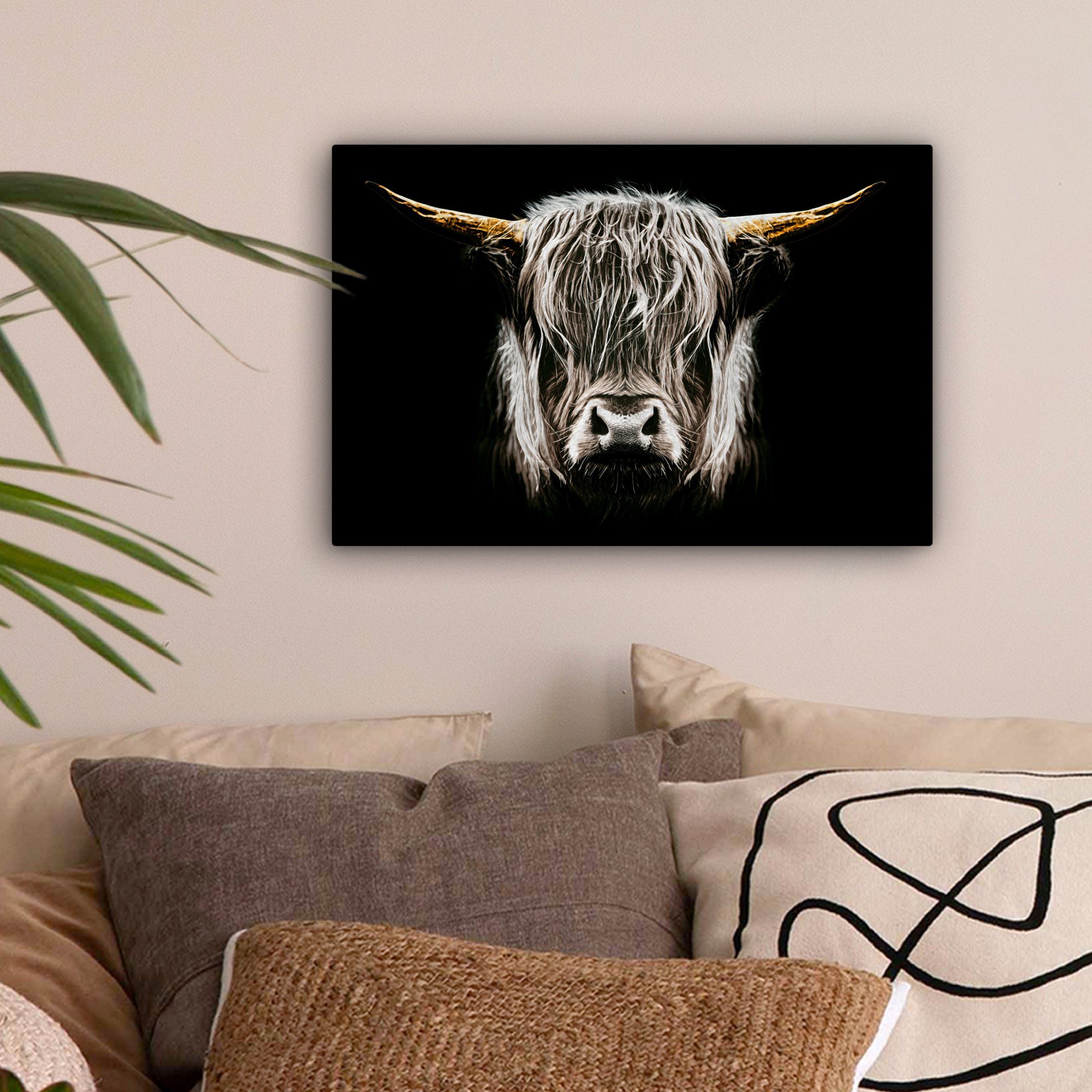 OneMillionCanvasses® Leinwandbild Schottischer Highlander - Gold - Hörner - günstig online kaufen