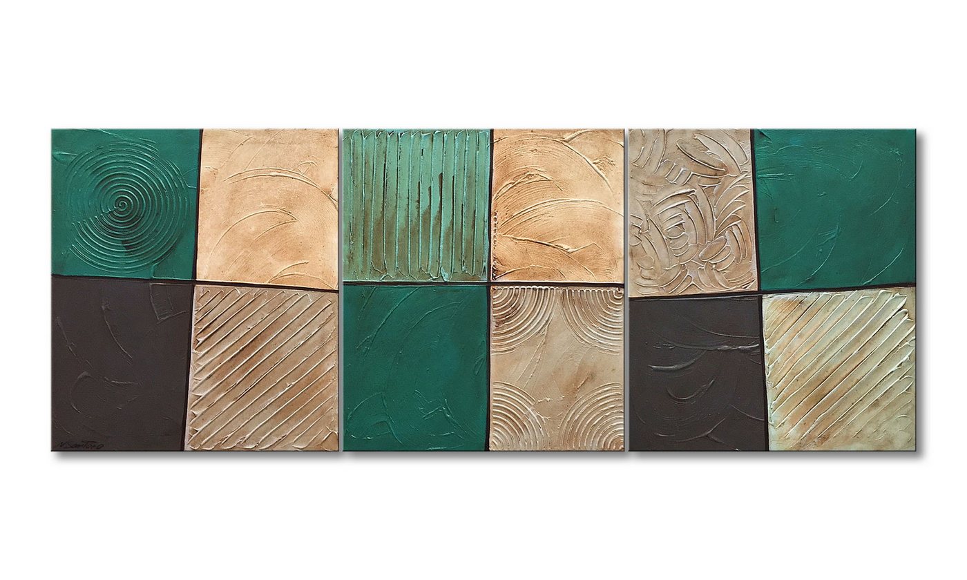 WandbilderXXL XXL-Wandbild Facets Of Seaside 210 x 80 cm, Abstraktes Gemälde, handgemaltes Unikat