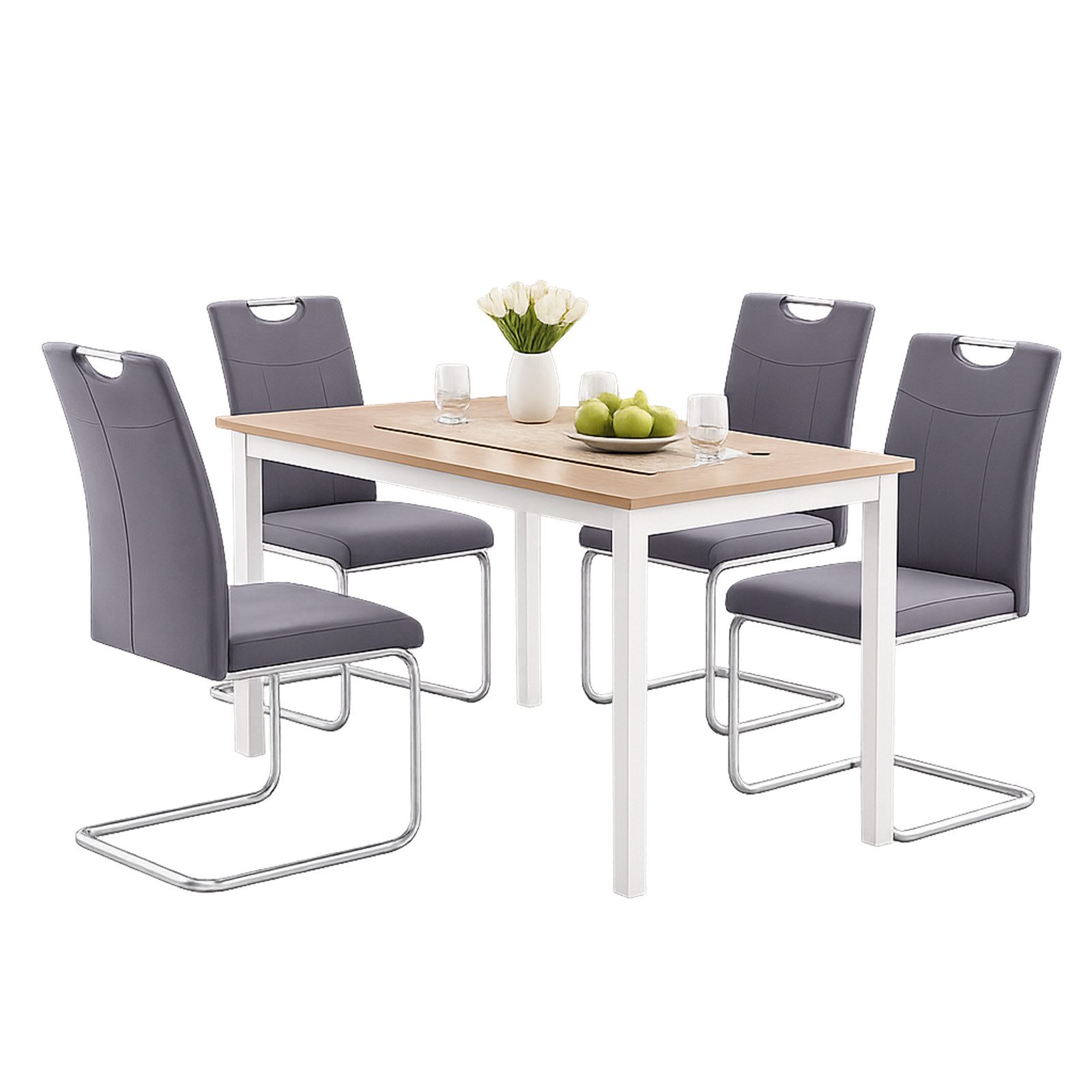 HTI-Line Freischwinger Schwingstuhl KellyC Grau 4er (Set, 4 St), Freischwinger Esszimmerstuhl