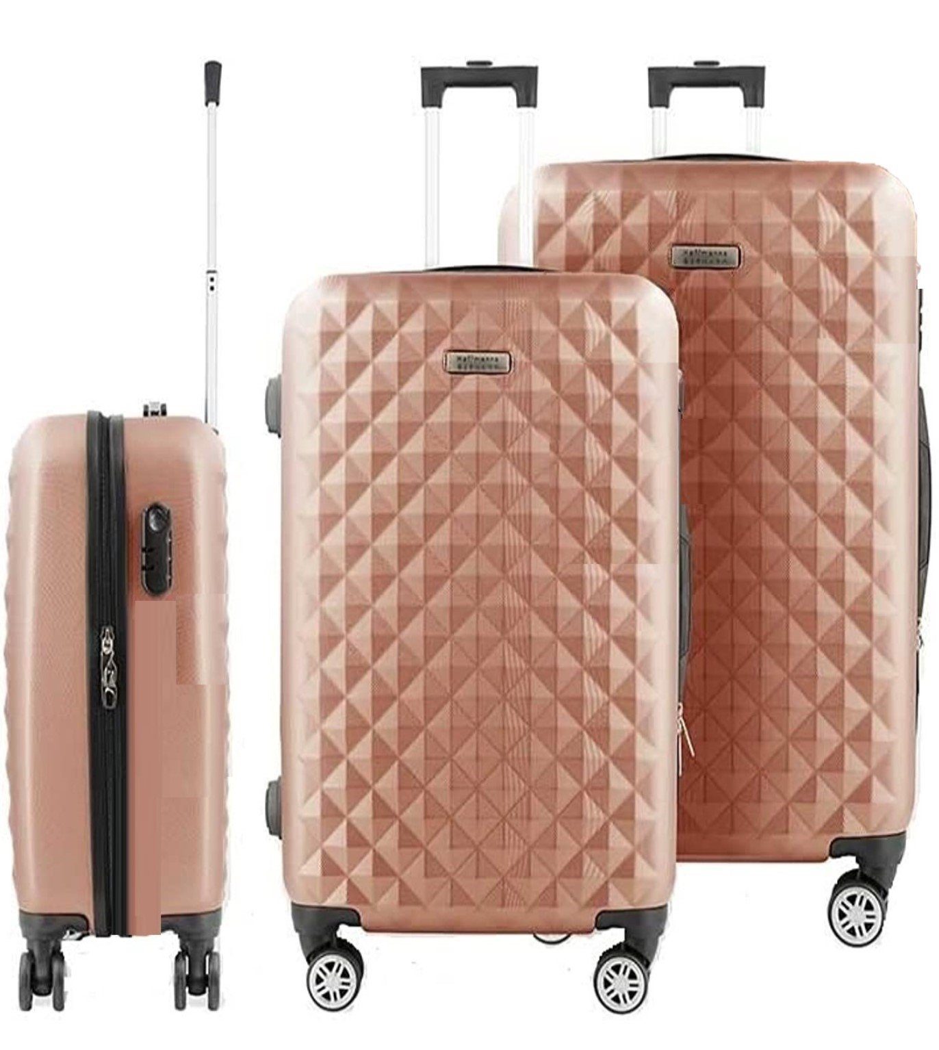 KESSMANN Kofferset ABS Hartschalen Koffer 3 teilig Set Kofferset Reisekoffer groß, 4 Rollen, (Koffer-Set, 3 tlg., Leichtgewicht Rollkoffer mit 360° Rollen Reisen Urlaub Reisekoffer Set), Trolley Gepäckset Hartschalenkoffer Urlaubskoffer Handgepäck Organizer