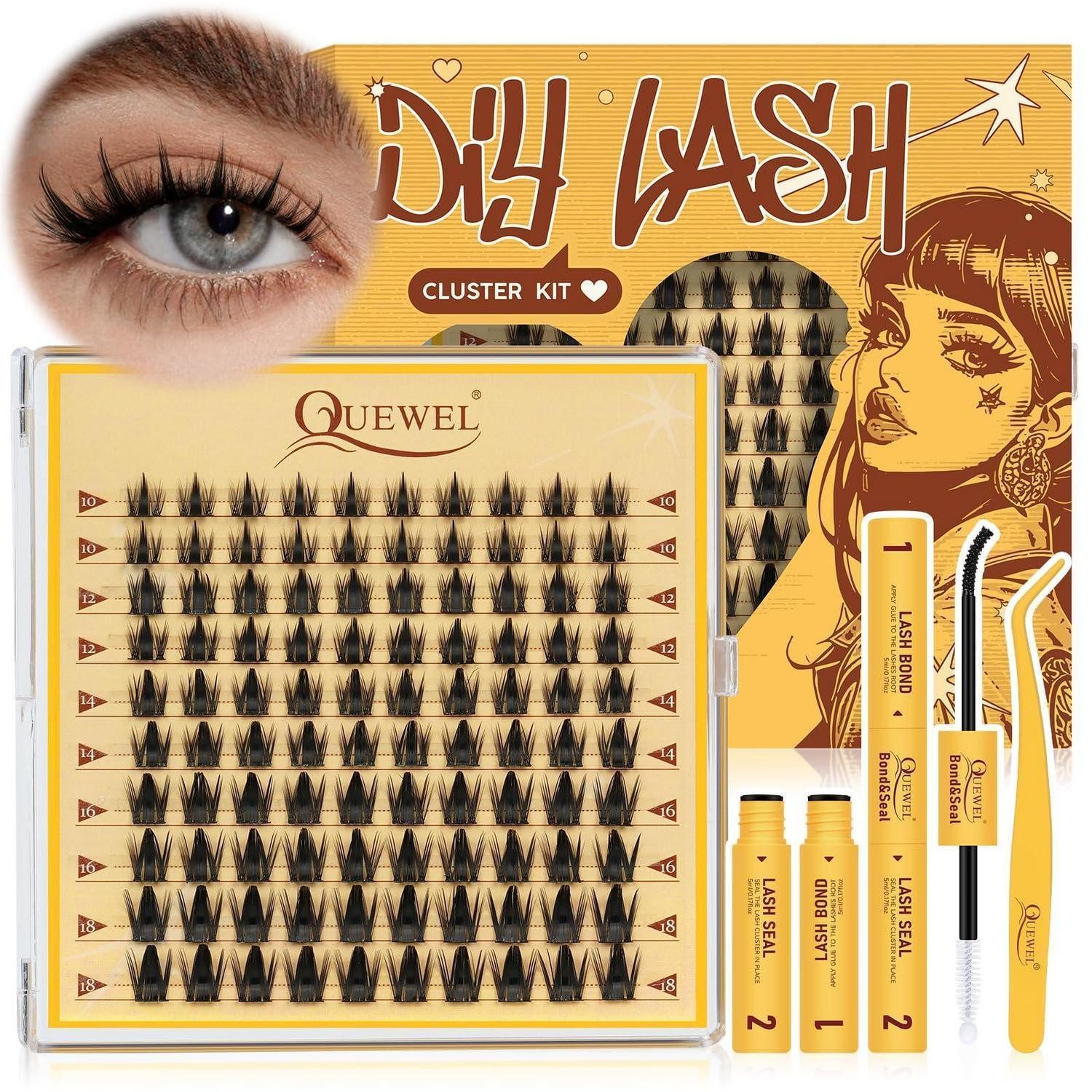 LuxusKollektion Einzelwimpern Manga-Lashes Mix 10-18mm DIY Set