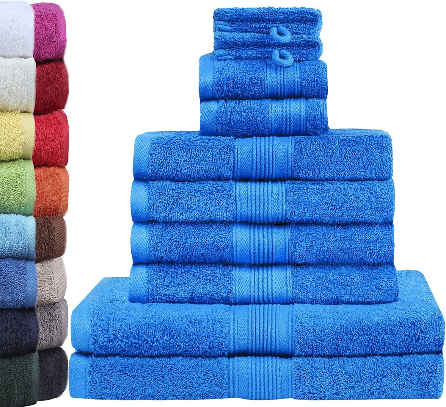 GREEN MARK Textilien Handtuch Set 10er Mix Handtuch-Set, 100% Baumwolle, ( Set, 10-tlg), 4X Handtücher, 2X Duschtücher, 2X Gästetücher, 2X  Waschhandschuhe