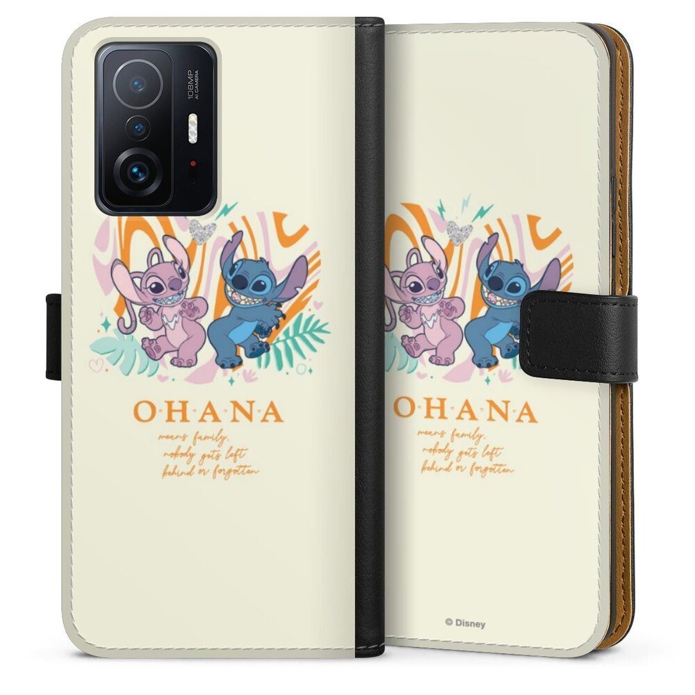 DeinDesign Handyhülle Lilo & Stitch Offizielles Lizenzprodukt Disney Stitch and Angel, Xiaomi 11T Pro 5G Hülle Handy Flip Case Wallet Cover Handytasche Leder